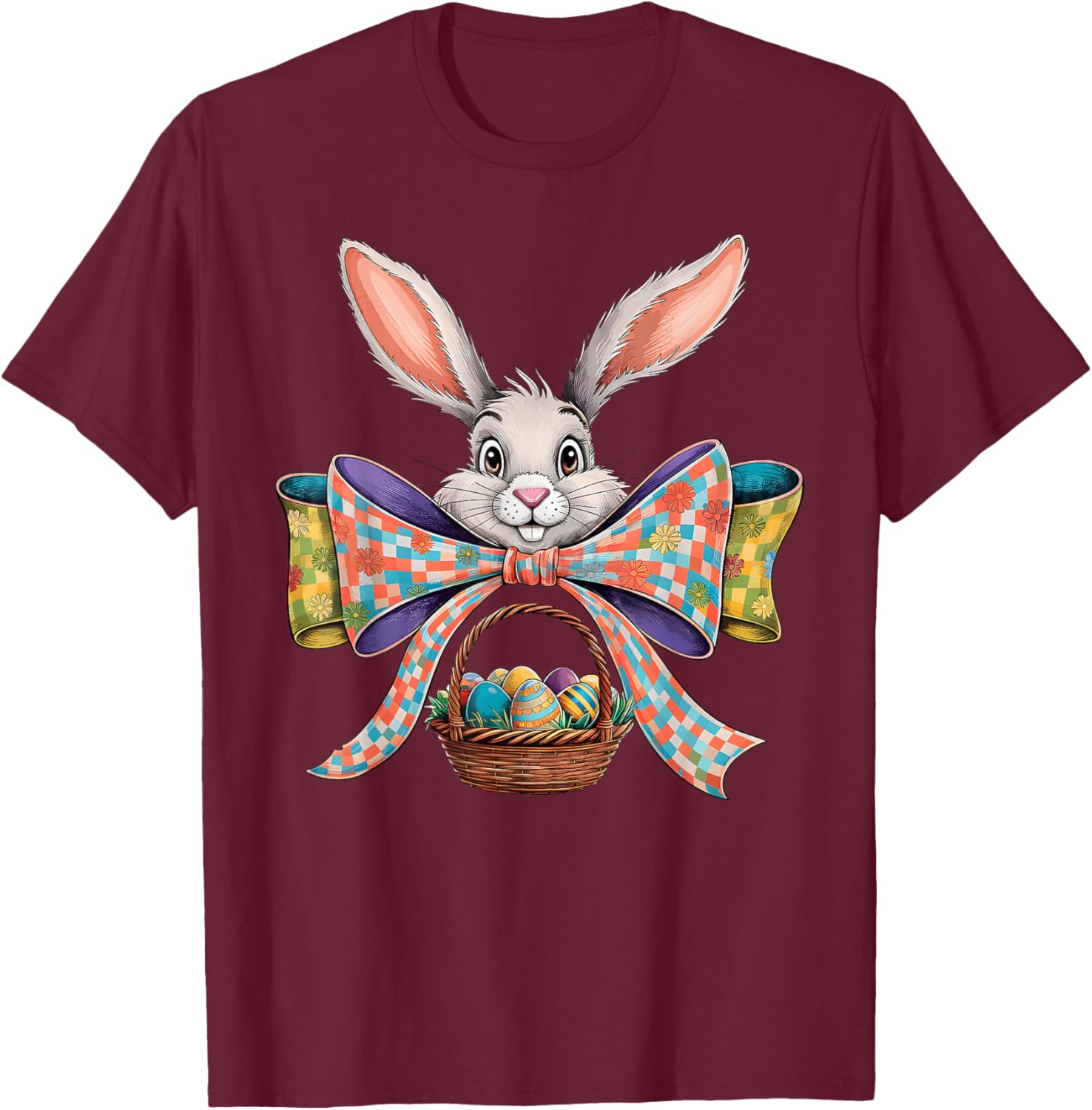 Cute Easter Bunny Face Coquette Bow Easter Day Girls Women T-Shirt