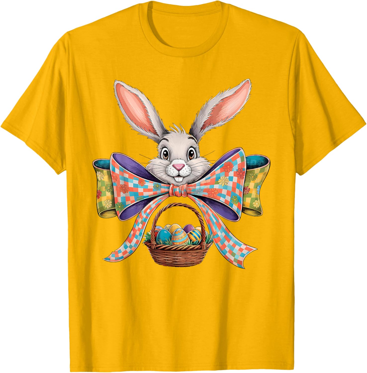 Cute Easter Bunny Face Coquette Bow Easter Day Girls Women T-Shirt