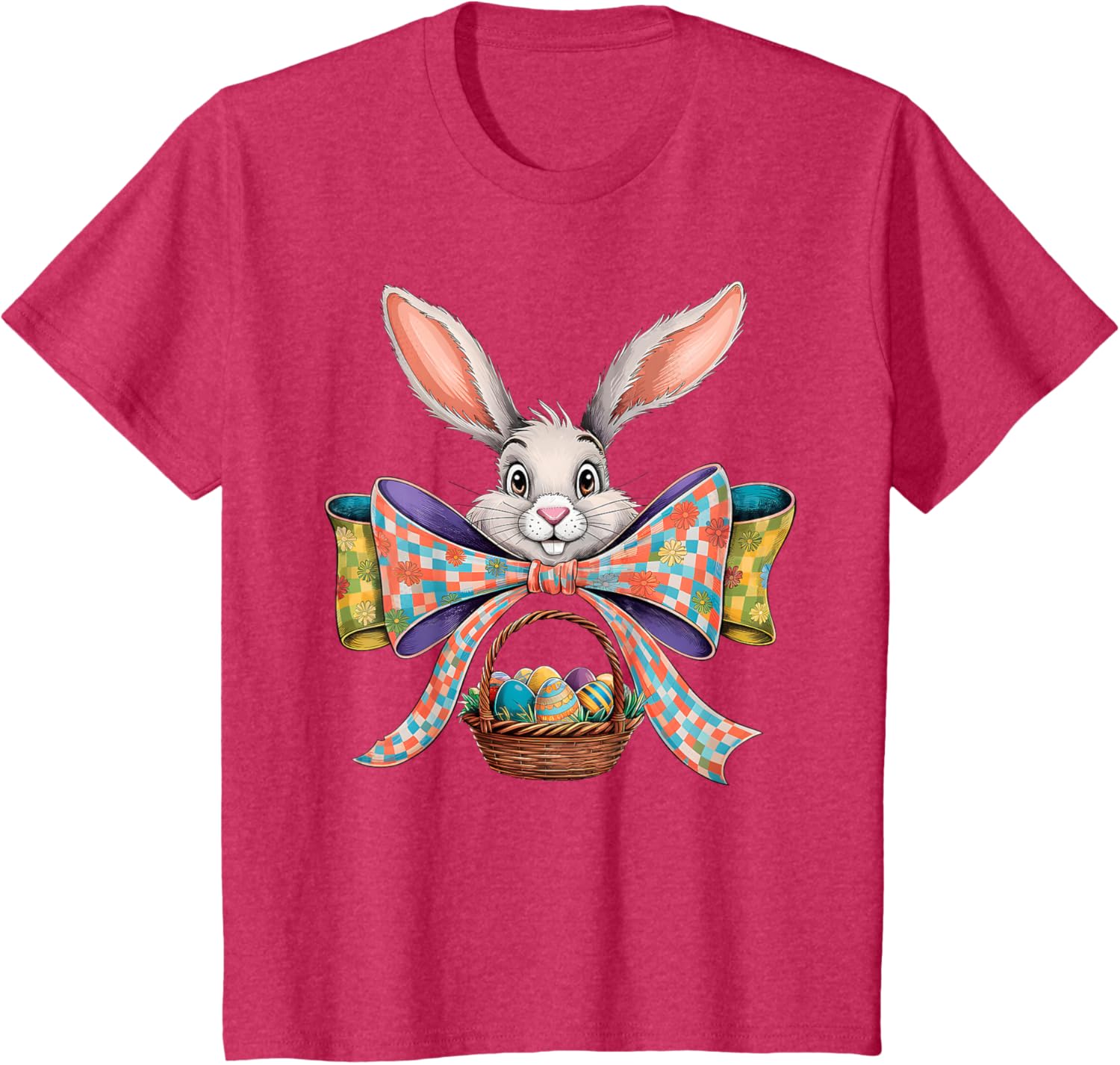 Cute Easter Bunny Face Coquette Bow Easter Day Girls Women T-Shirt