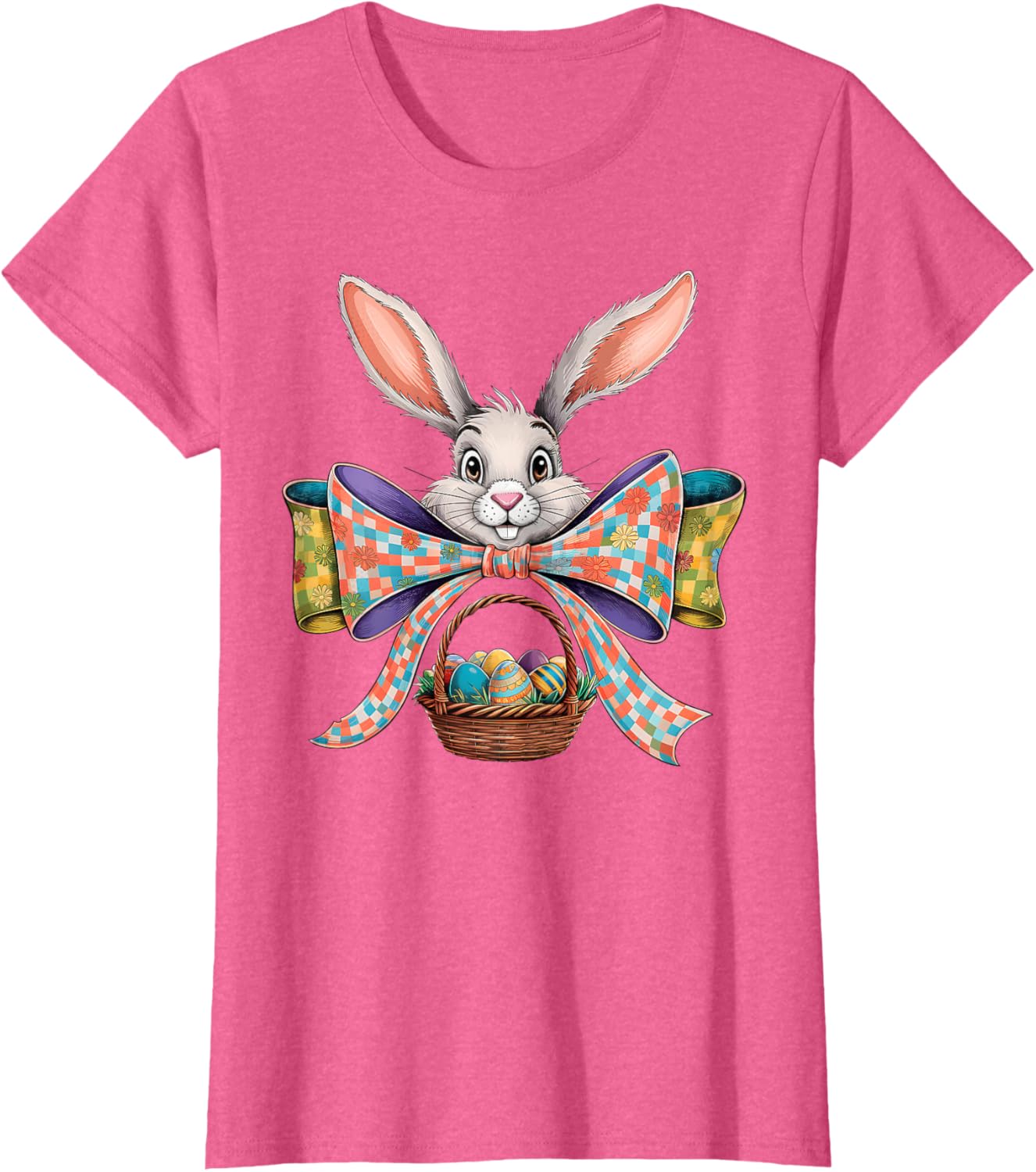 Cute Easter Bunny Face Coquette Bow Easter Day Girls Women T-Shirt