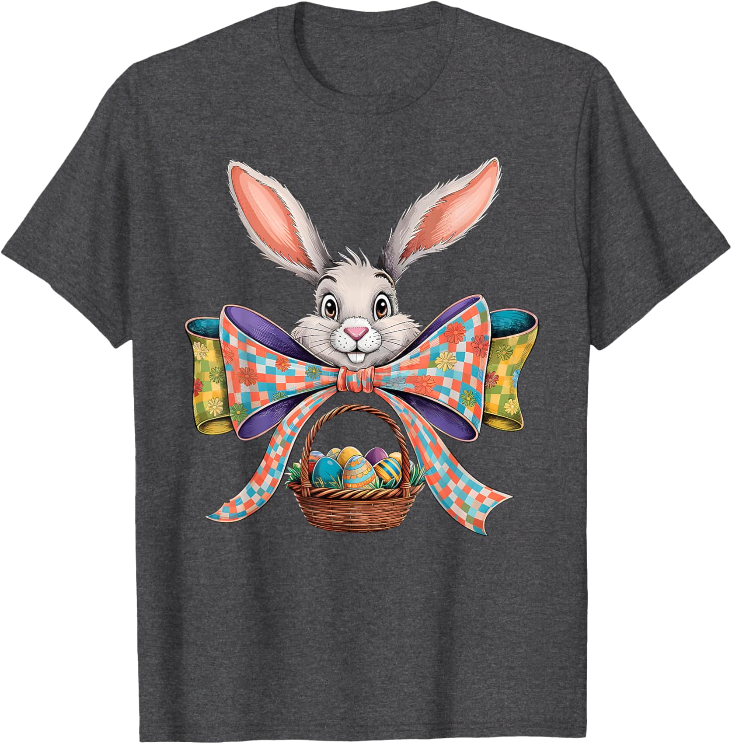 Cute Easter Bunny Face Coquette Bow Easter Day Girls Women T-Shirt