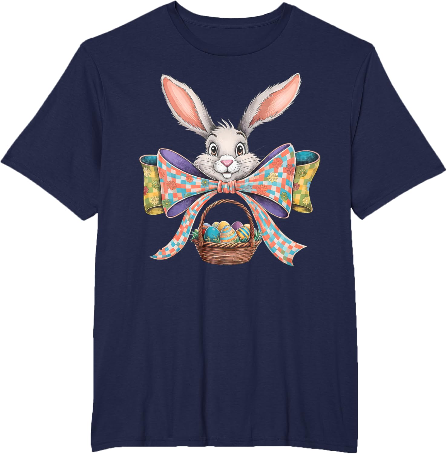 Cute Easter Bunny Face Coquette Bow Easter Day Girls Women T-Shirt