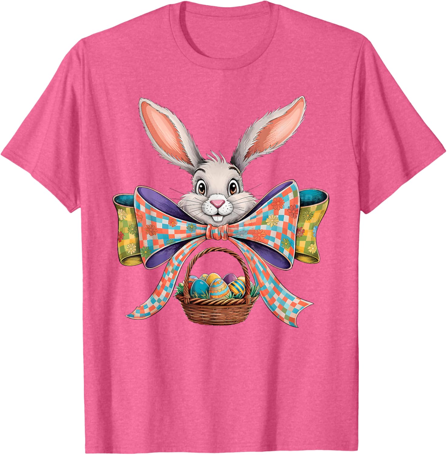 Cute Easter Bunny Face Coquette Bow Easter Day Girls Women T-Shirt