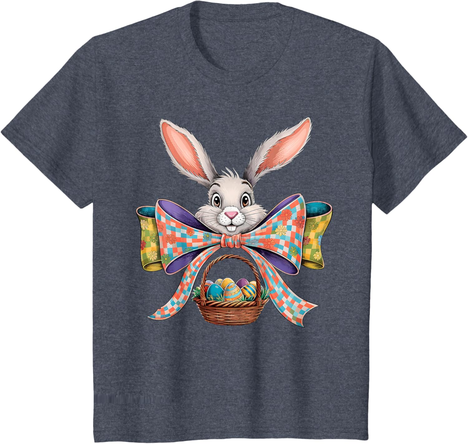 Cute Easter Bunny Face Coquette Bow Easter Day Girls Women T-Shirt