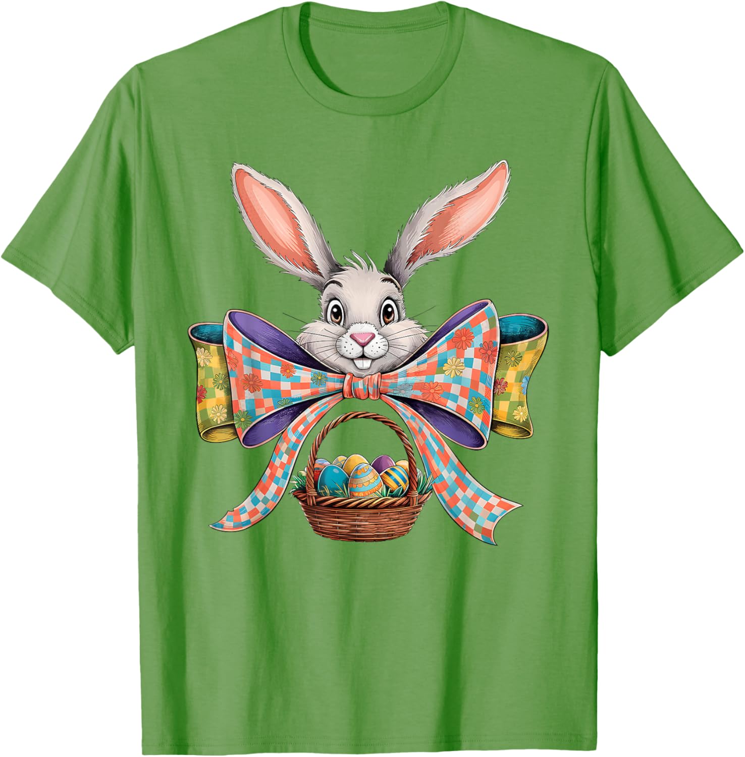 Cute Easter Bunny Face Coquette Bow Easter Day Girls Women T-Shirt