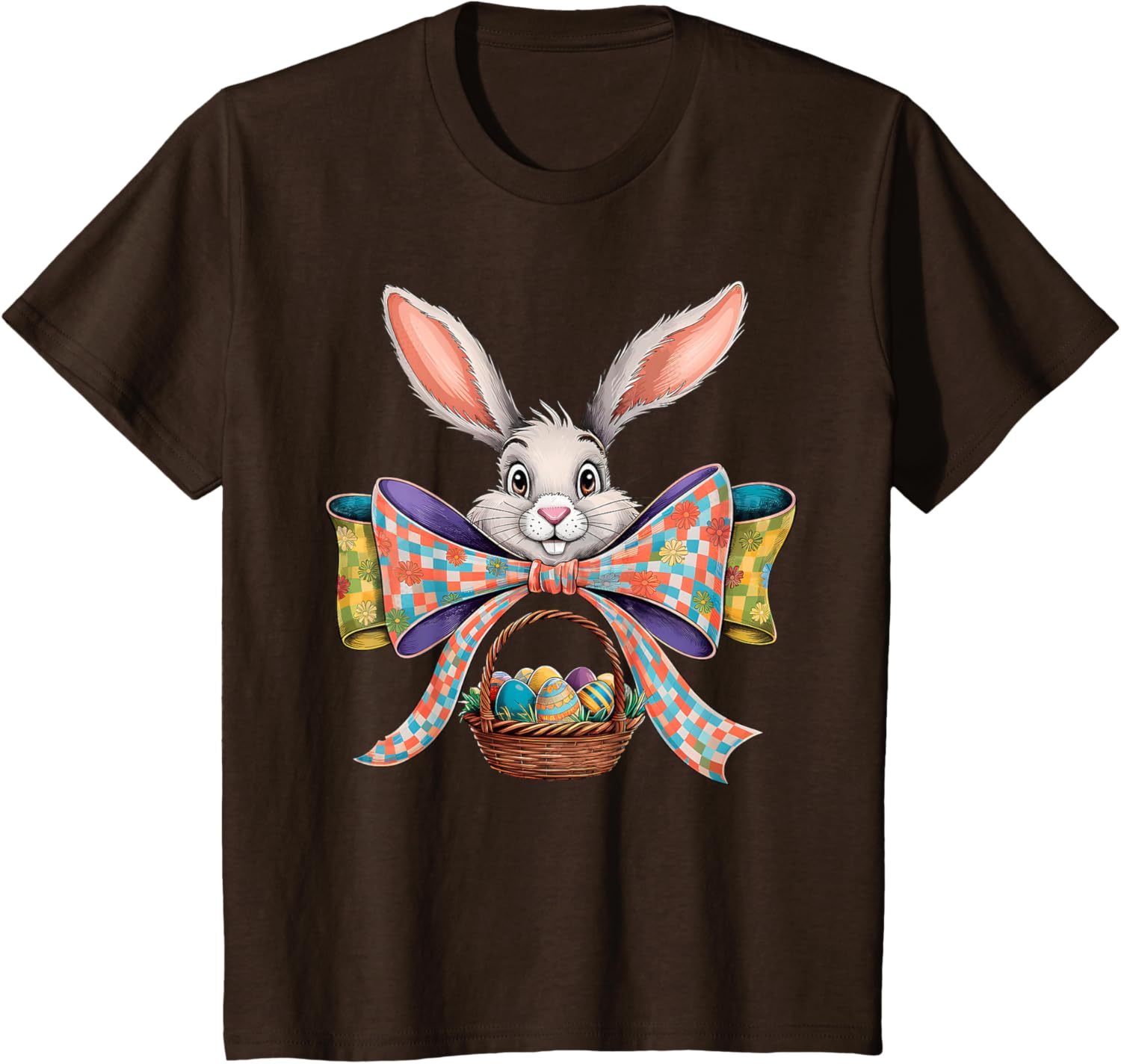 Cute Easter Bunny Face Coquette Bow Easter Day Girls Women T-Shirt