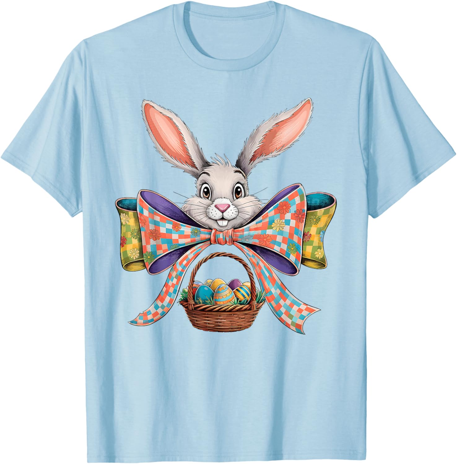 Cute Easter Bunny Face Coquette Bow Easter Day Girls Women T-Shirt