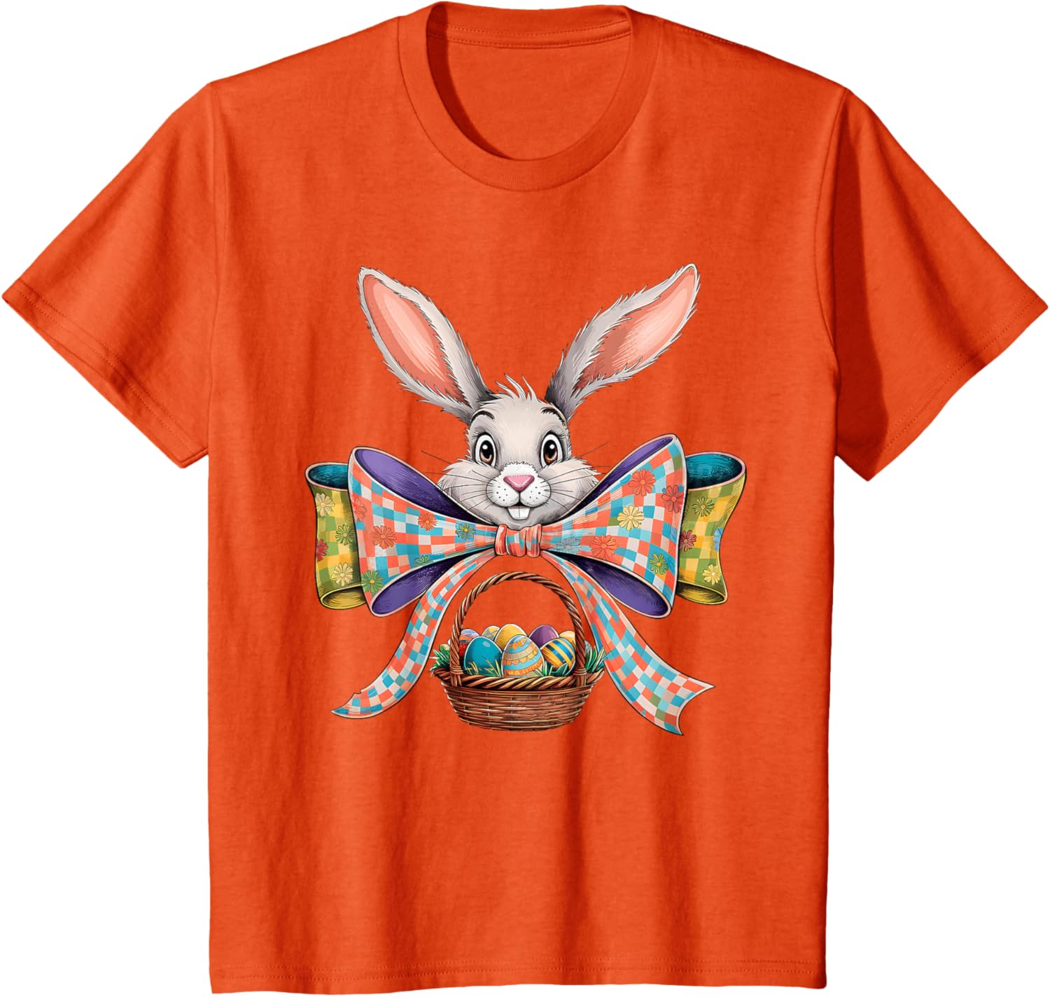 Cute Easter Bunny Face Coquette Bow Easter Day Girls Women T-Shirt