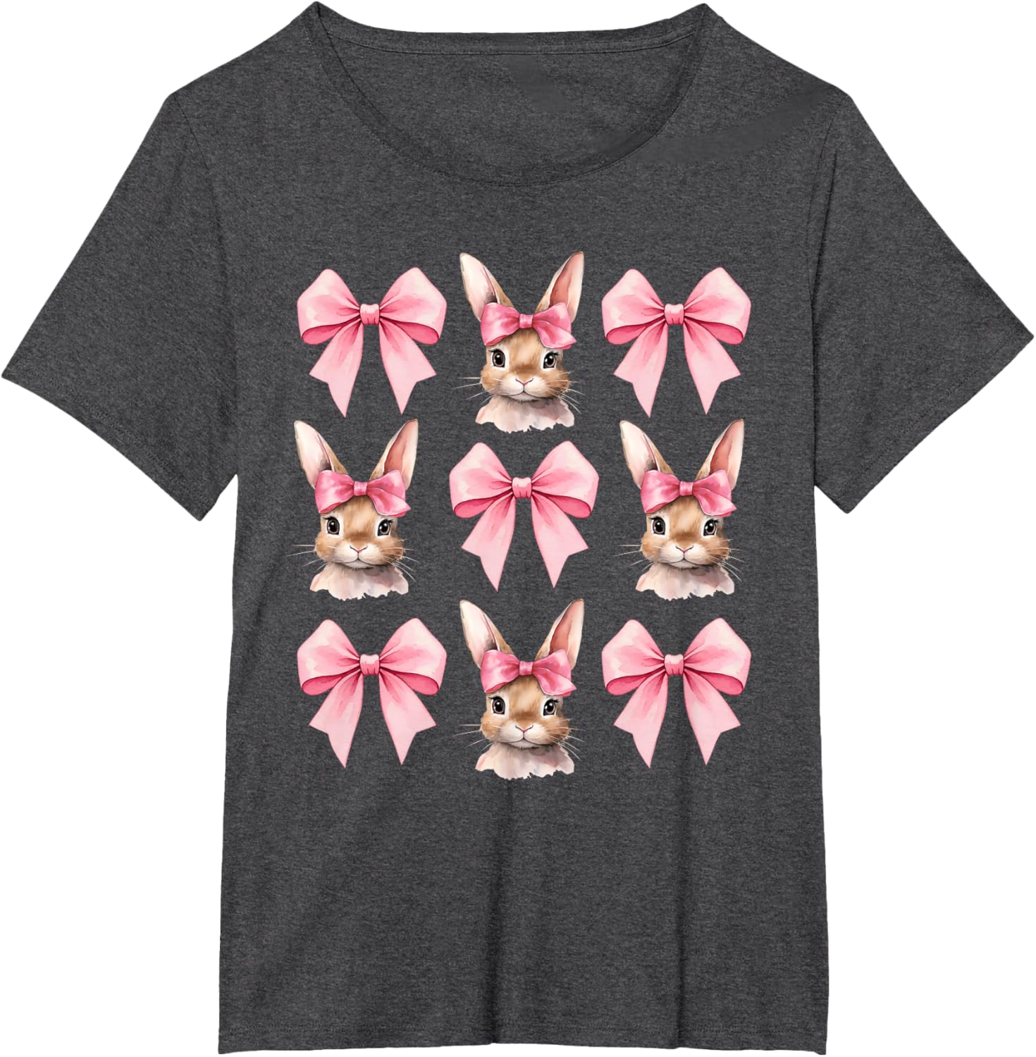 Cute Easter Bunny Face Coquette Bow Easter Day Girls Women T-Shirt