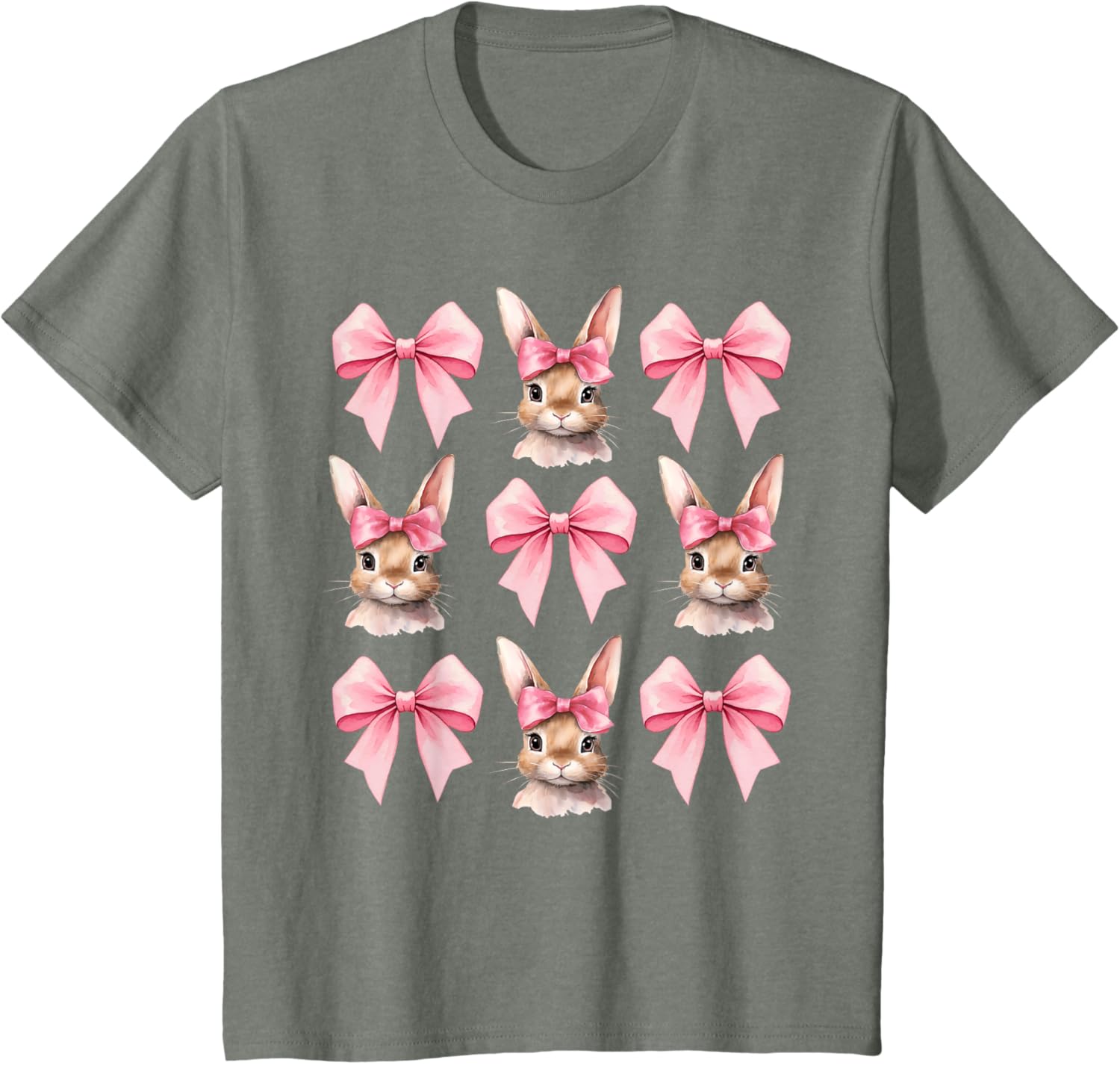 Cute Easter Bunny Face Coquette Bow Easter Day Girls Women T-Shirt