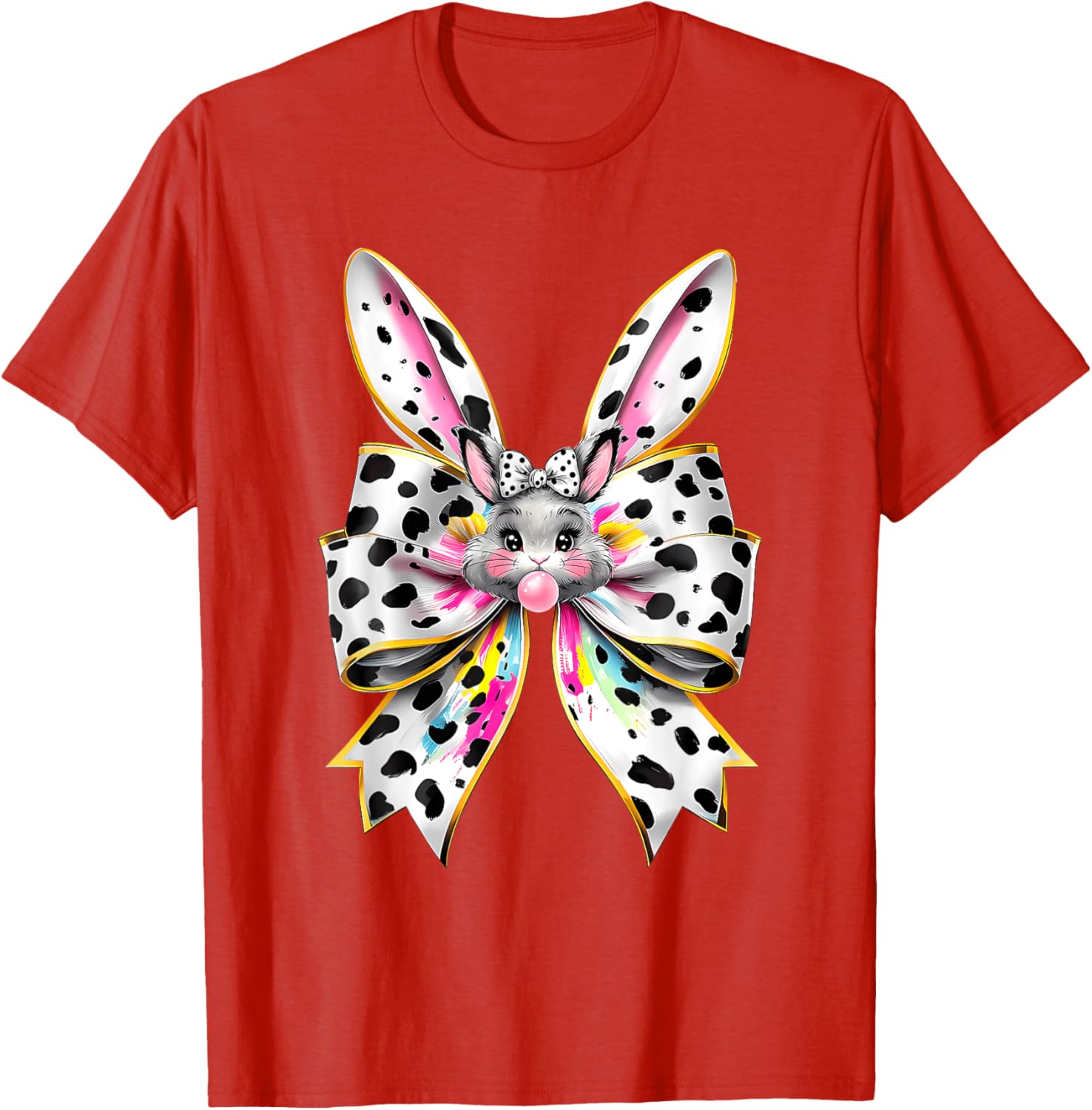 Cute Easter Bunny Face Coquette Bow Easter Day Girls Women T-Shirt