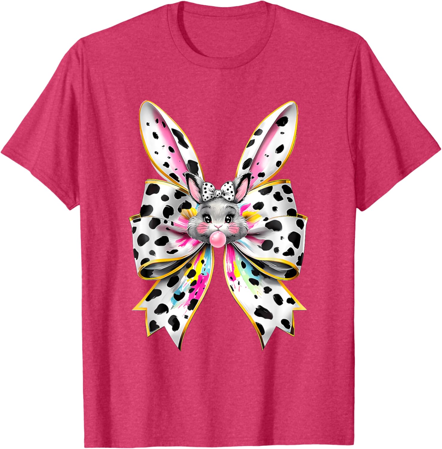 Cute Easter Bunny Face Coquette Bow Easter Day Girls Women T-Shirt