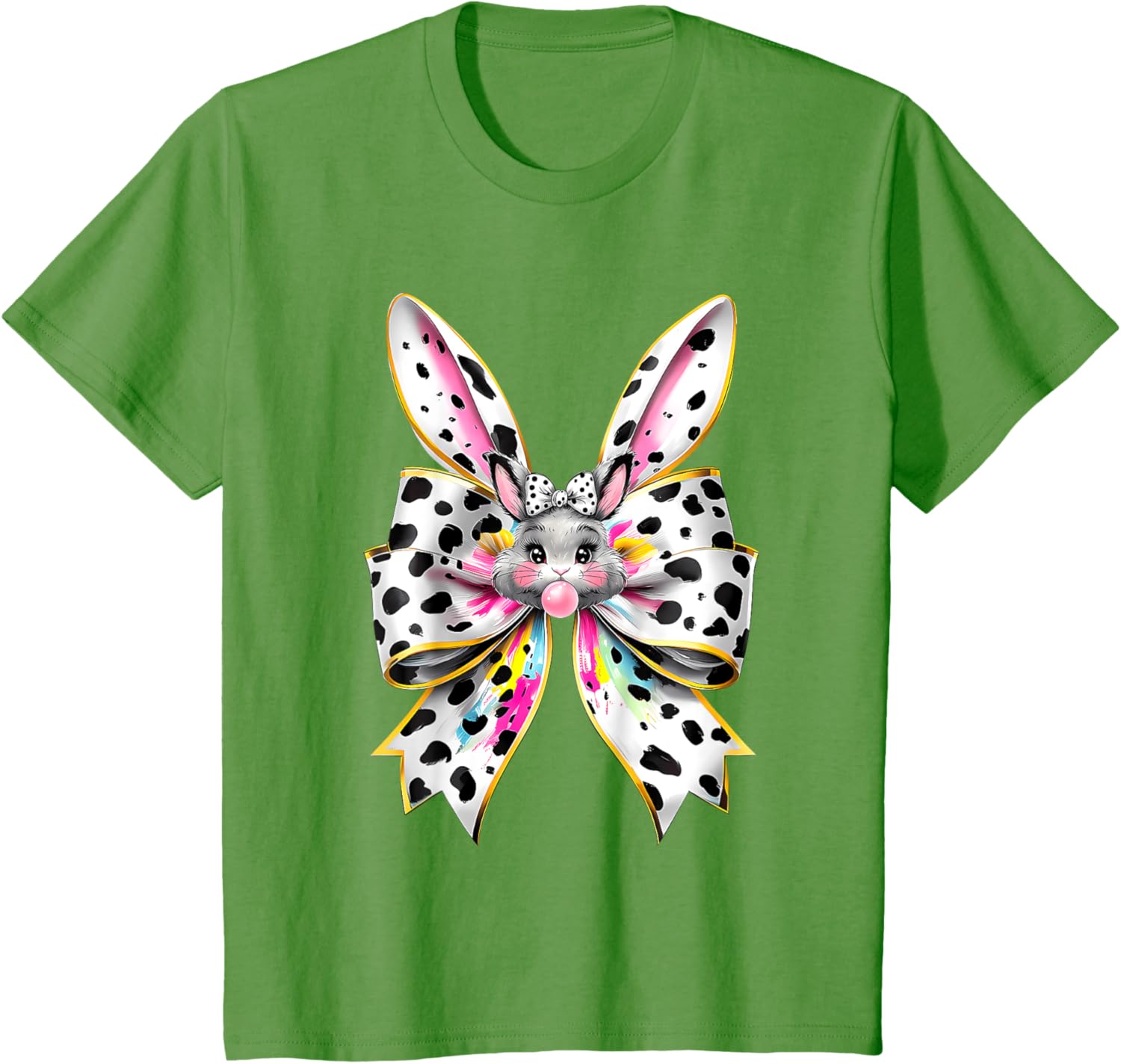 Cute Easter Bunny Face Coquette Bow Easter Day Girls Women T-Shirt