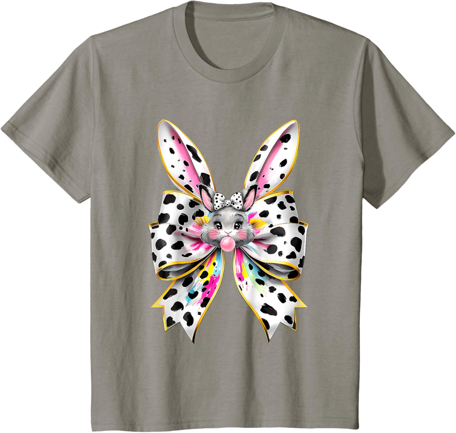 Cute Easter Bunny Face Coquette Bow Easter Day Girls Women T-Shirt