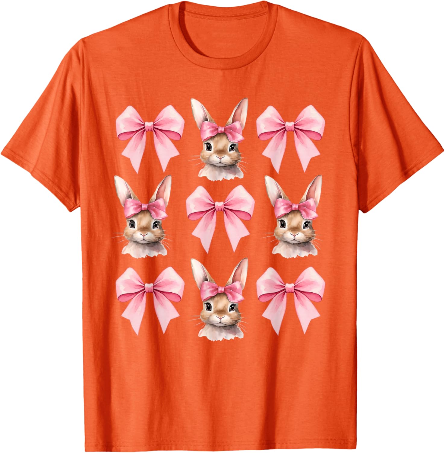 Cute Easter Bunny Face Coquette Bow Easter Day Girls Women T-Shirt