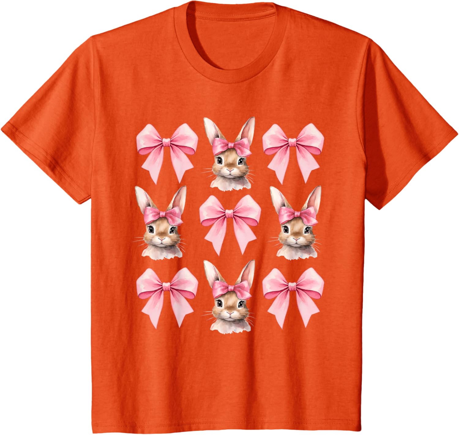 Cute Easter Bunny Face Coquette Bow Easter Day Girls Women T-Shirt