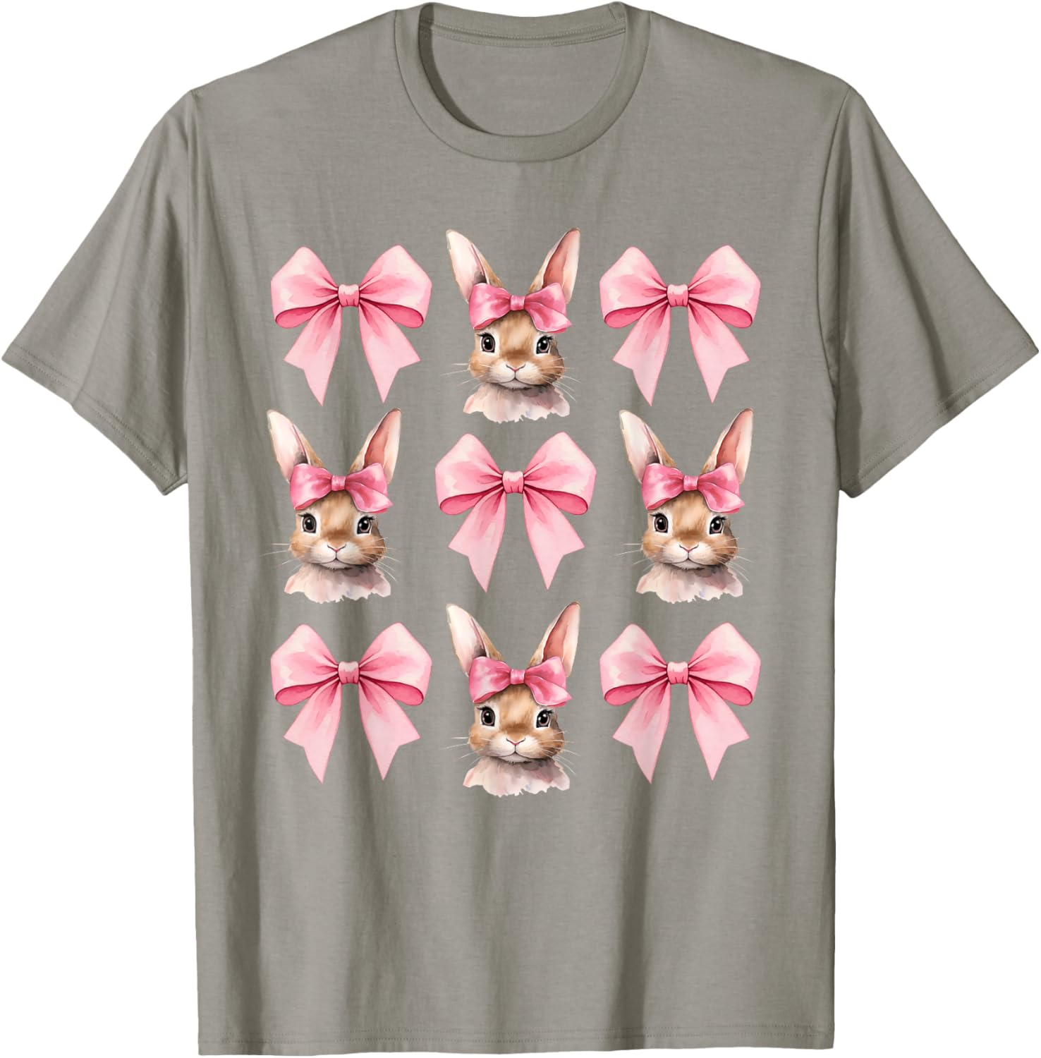 Cute Easter Bunny Face Coquette Bow Easter Day Girls Women T-Shirt