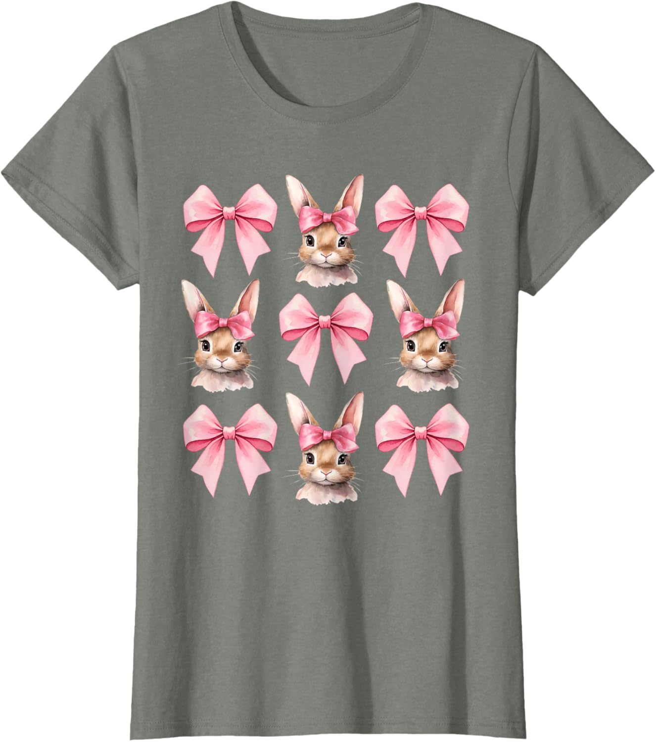 Cute Easter Bunny Face Coquette Bow Easter Day Girls Women T-Shirt