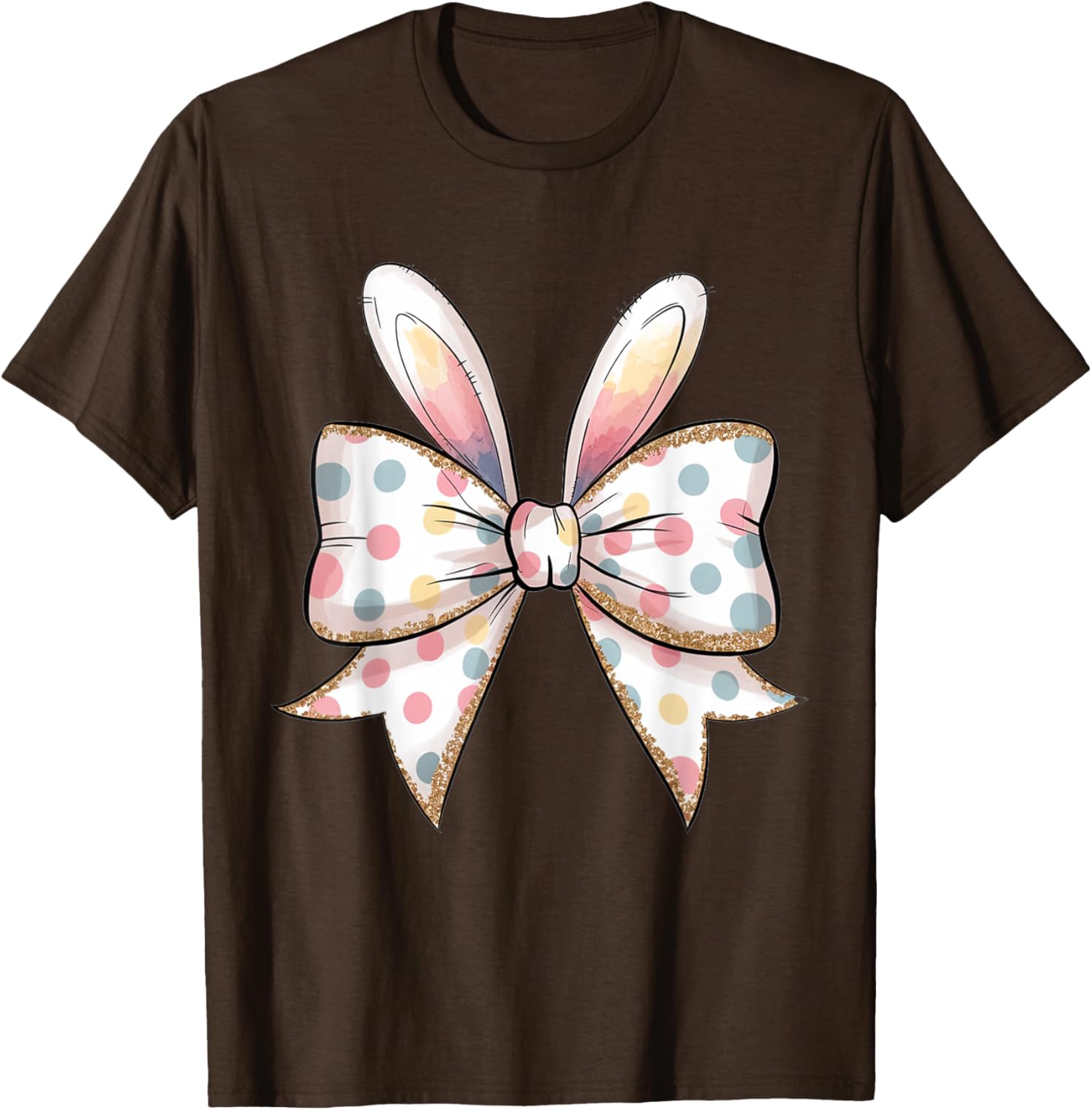 Cute Easter Bunny Face Coquette Bow Easter Day Girls Women T-Shirt