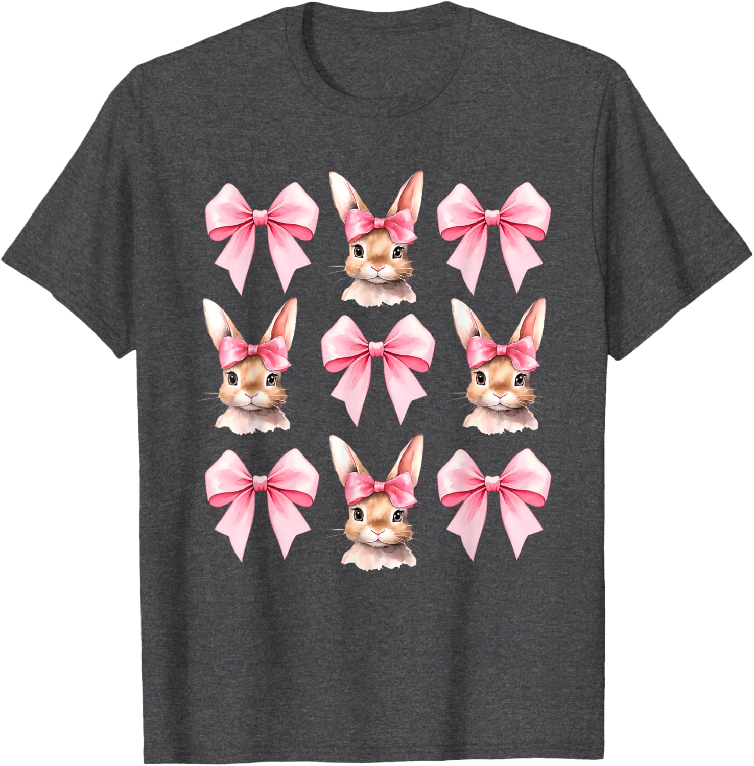 Cute Easter Bunny Face Coquette Bow Easter Day Girls Women T-Shirt