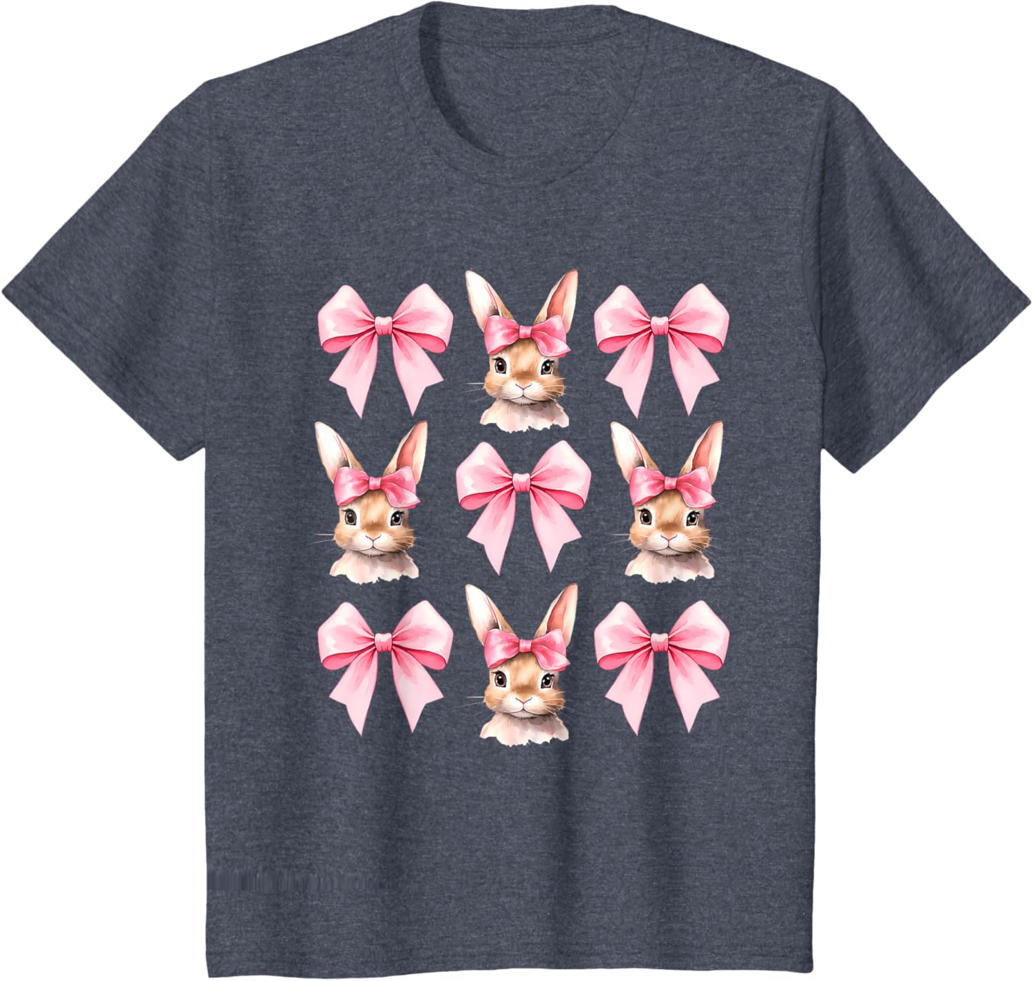 Cute Easter Bunny Face Coquette Bow Easter Day Girls Women T-Shirt