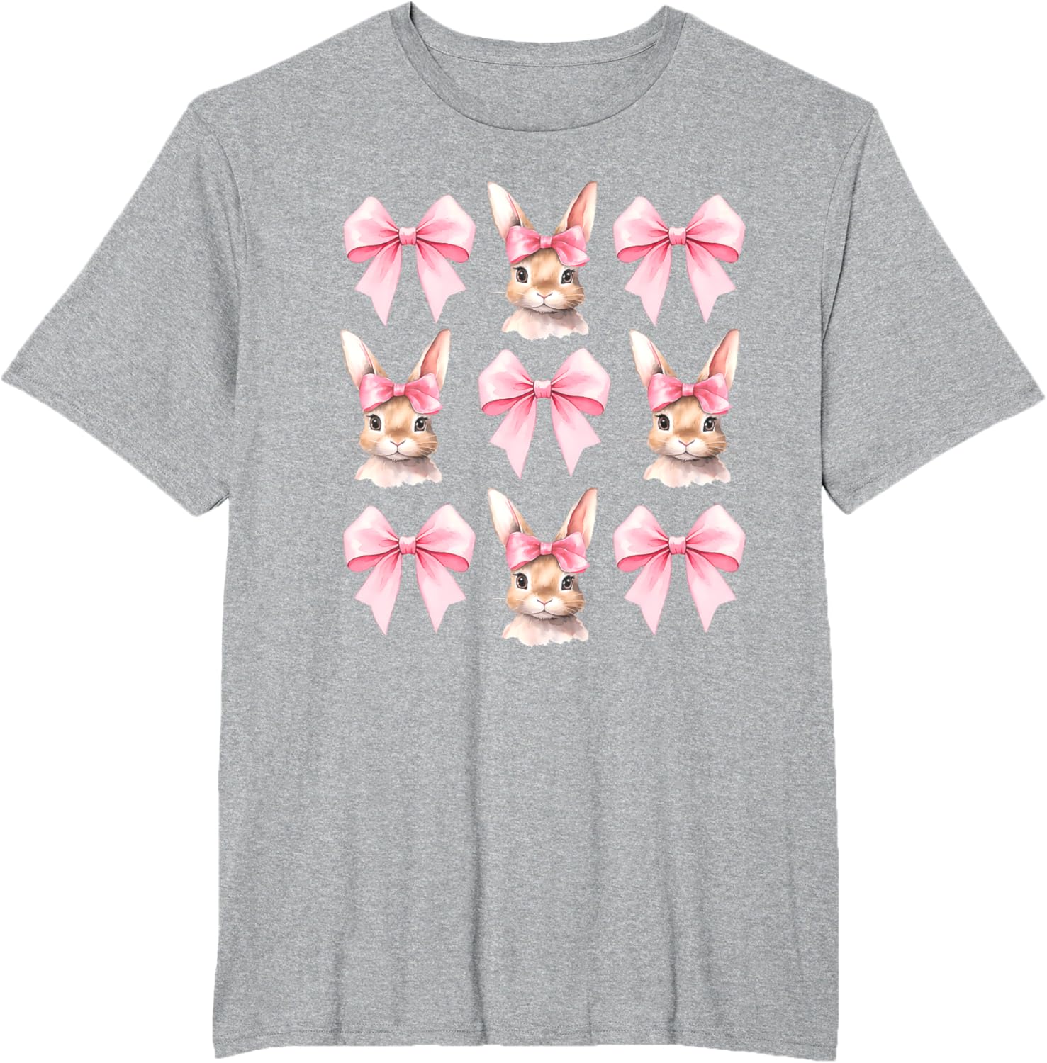 Cute Easter Bunny Face Coquette Bow Easter Day Girls Women T-Shirt