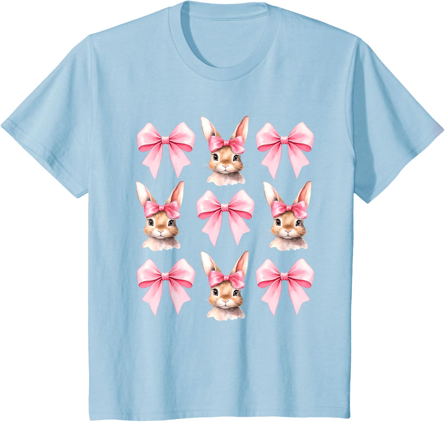 Cute Easter Bunny Face Coquette Bow Easter Day Girls Women T-Shirt