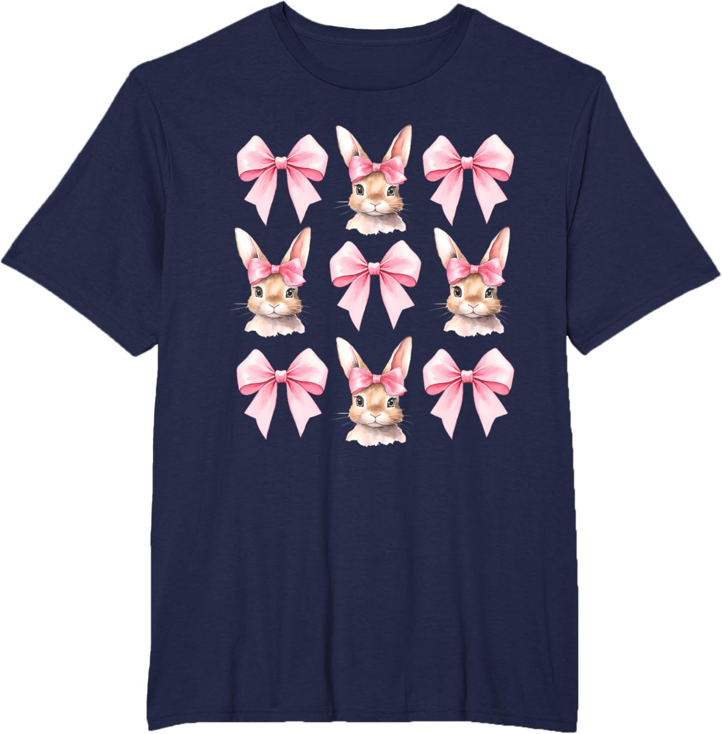 Cute Easter Bunny Face Coquette Bow Easter Day Girls Women T-Shirt