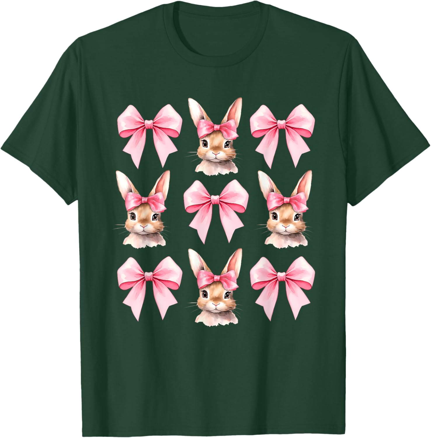 Cute Easter Bunny Face Coquette Bow Easter Day Girls Women T-Shirt