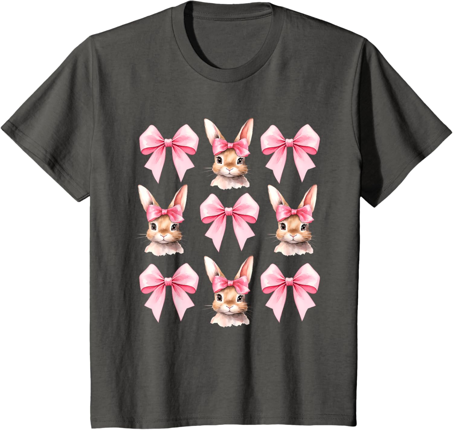 Cute Easter Bunny Face Coquette Bow Easter Day Girls Women T-Shirt