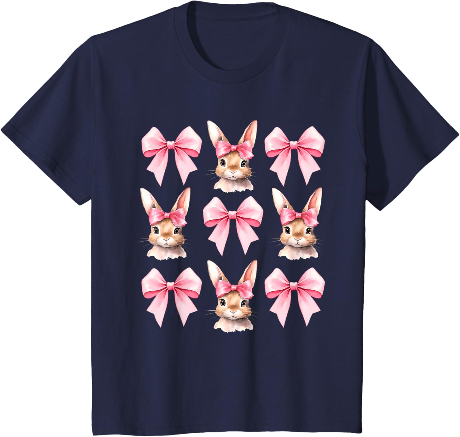 Cute Easter Bunny Face Coquette Bow Easter Day Girls Women T-Shirt