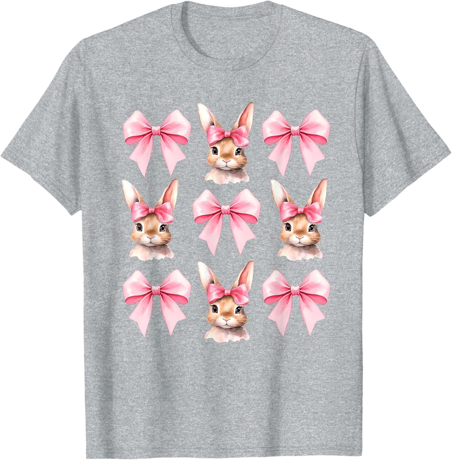 Cute Easter Bunny Face Coquette Bow Easter Day Girls Women T-Shirt