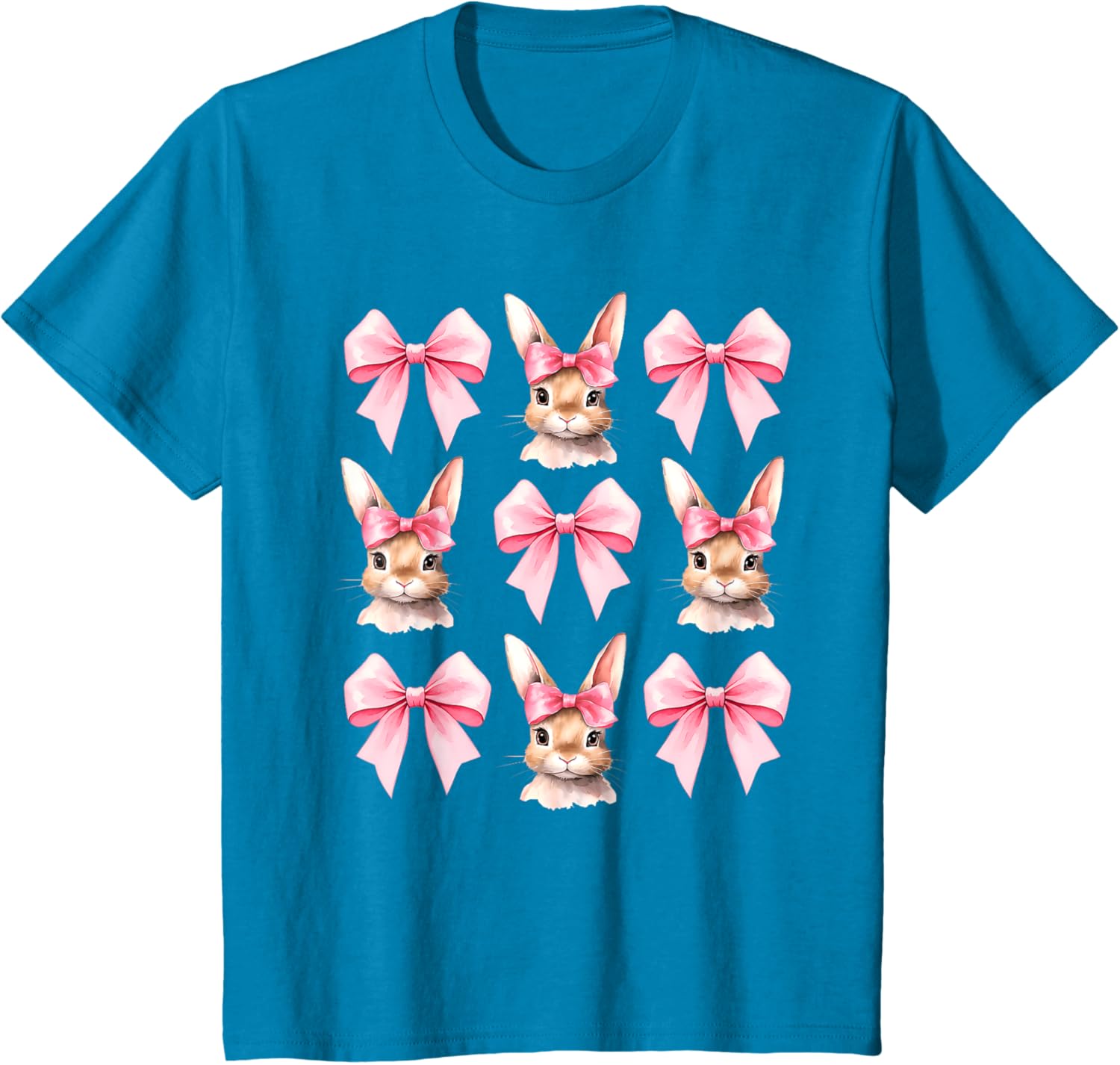 Cute Easter Bunny Face Coquette Bow Easter Day Girls Women T-Shirt