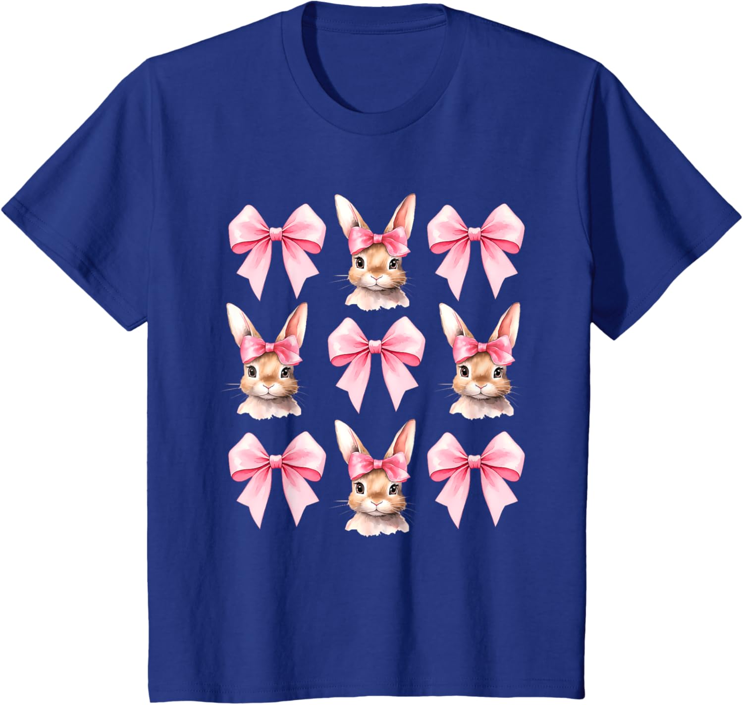 Cute Easter Bunny Face Coquette Bow Easter Day Girls Women T-Shirt