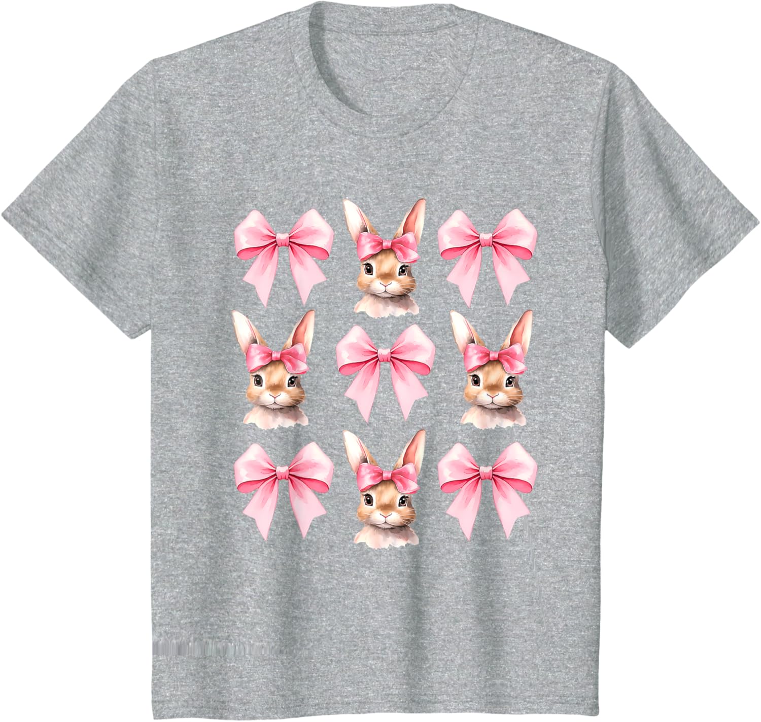 Cute Easter Bunny Face Coquette Bow Easter Day Girls Women T-Shirt