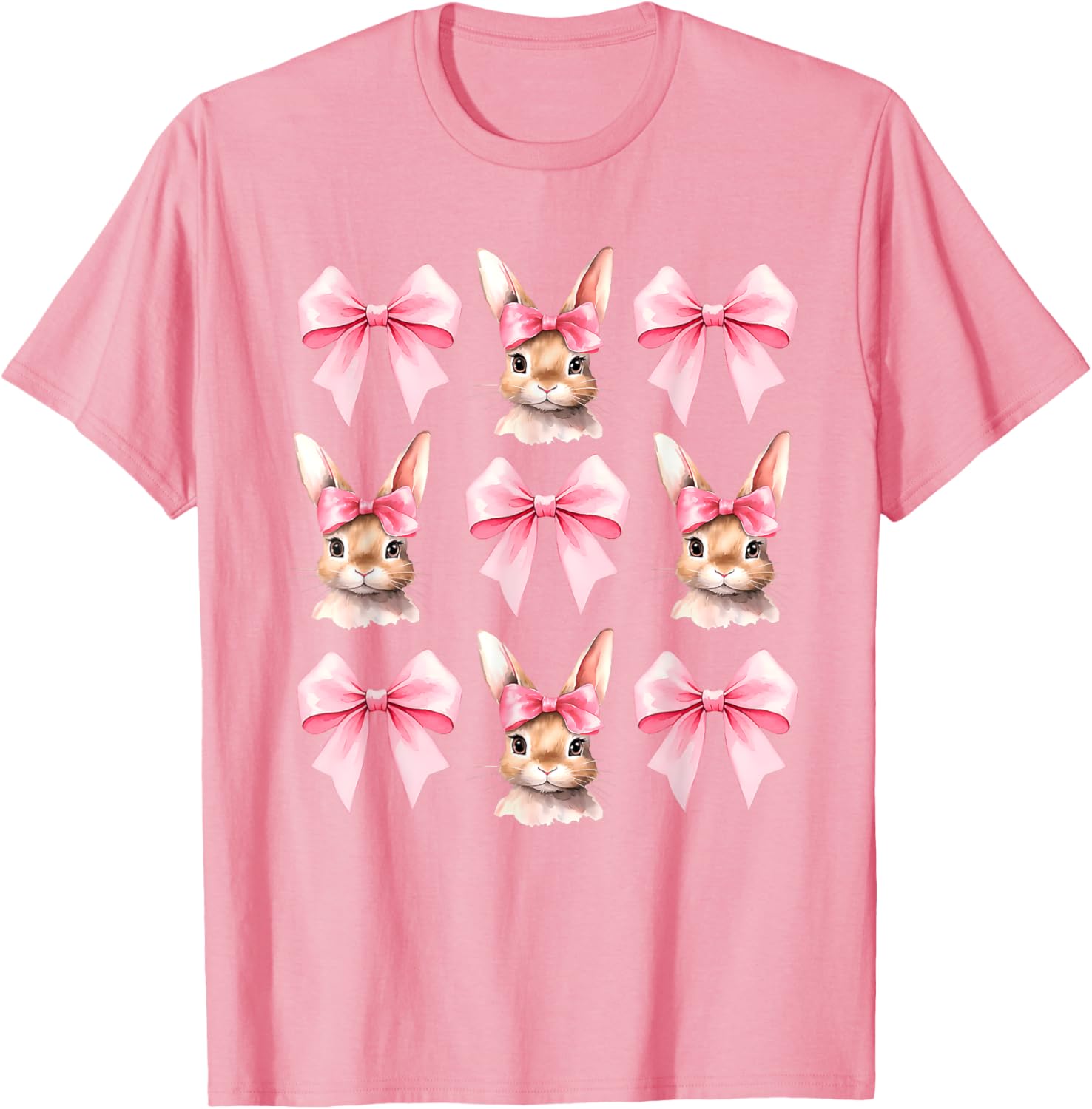 Cute Easter Bunny Face Coquette Bow Easter Day Girls Women T-Shirt