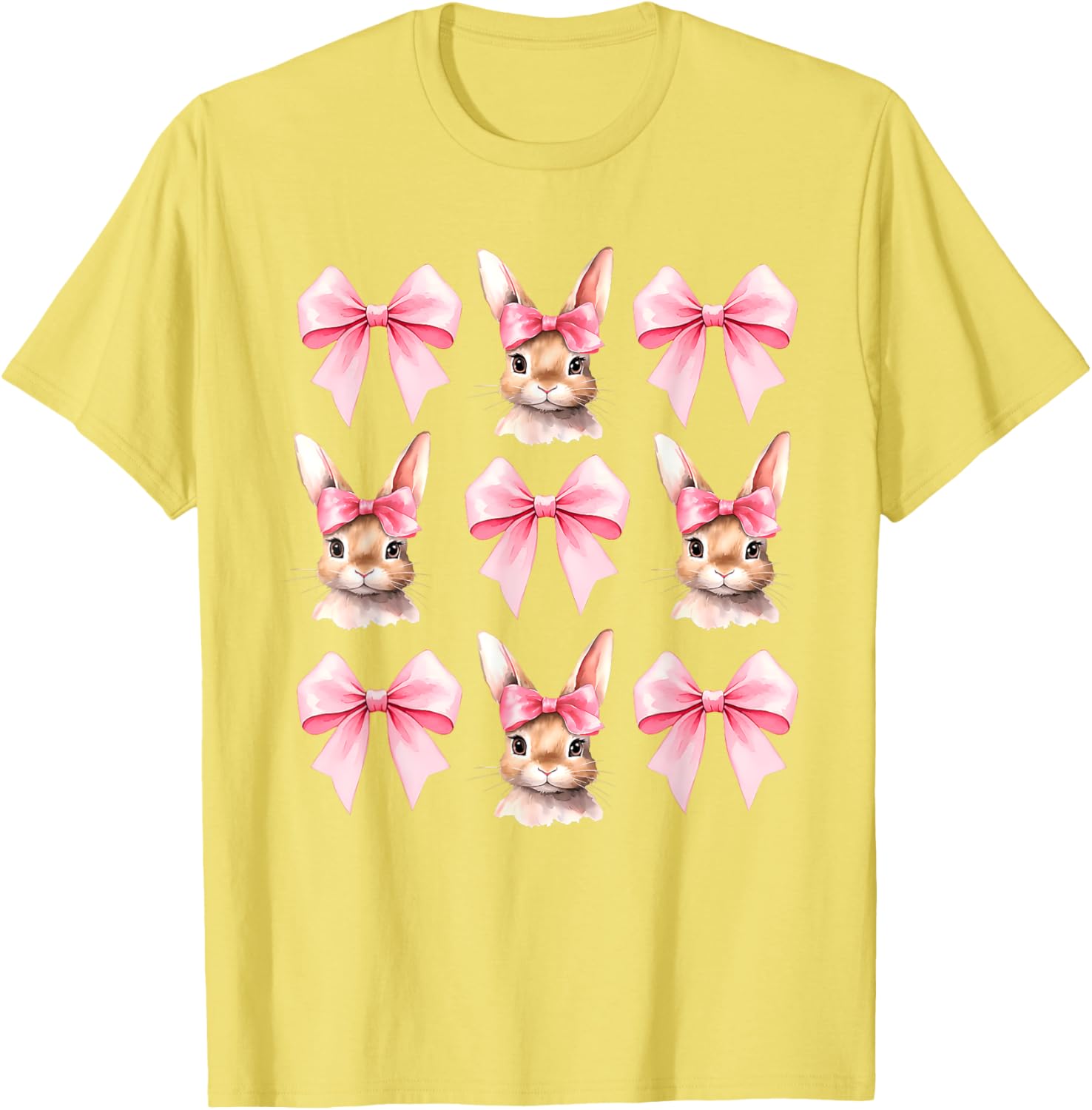 Cute Easter Bunny Face Coquette Bow Easter Day Girls Women T-Shirt