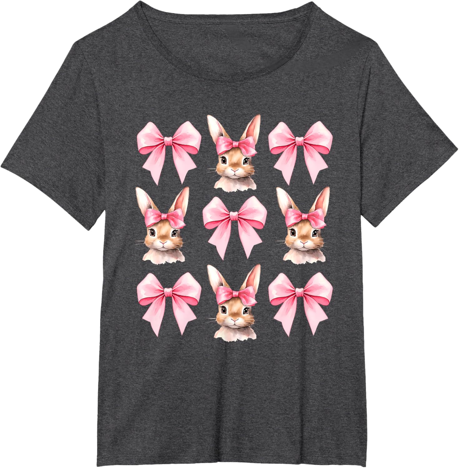 Cute Easter Bunny Face Coquette Bow Easter Day Girls Women T-Shirt