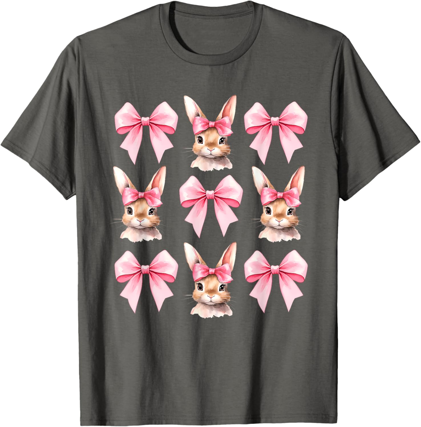 Cute Easter Bunny Face Coquette Bow Easter Day Girls Women T-Shirt