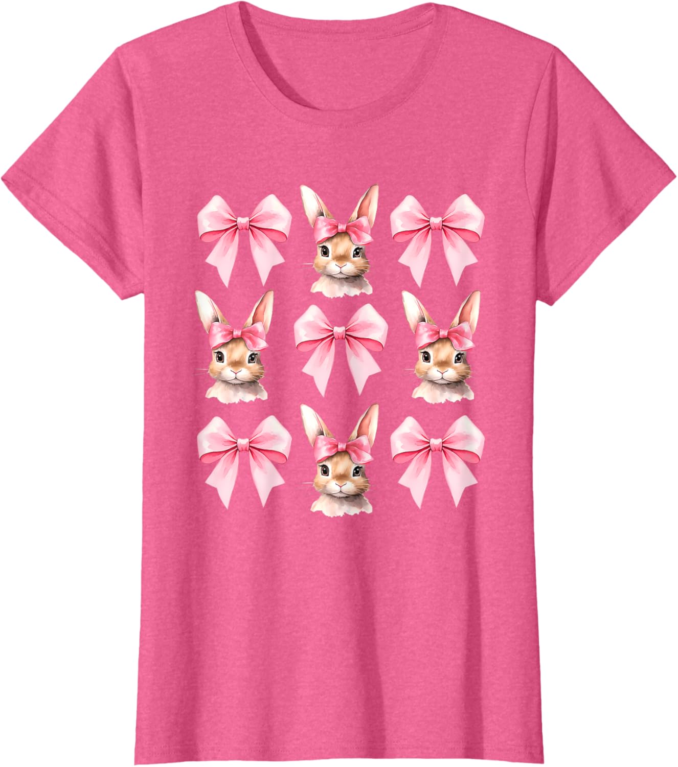 Cute Easter Bunny Face Coquette Bow Easter Day Girls Women T-Shirt