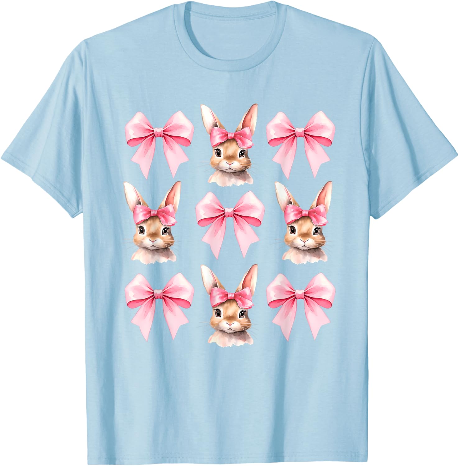 Cute Easter Bunny Face Coquette Bow Easter Day Girls Women T-Shirt