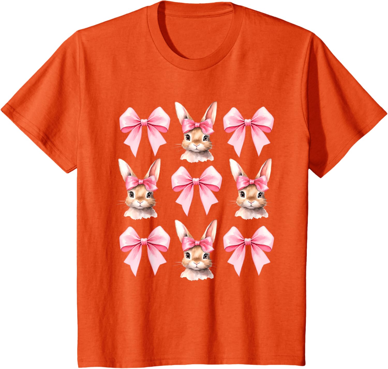 Cute Easter Bunny Face Coquette Bow Easter Day Girls Women T-Shirt