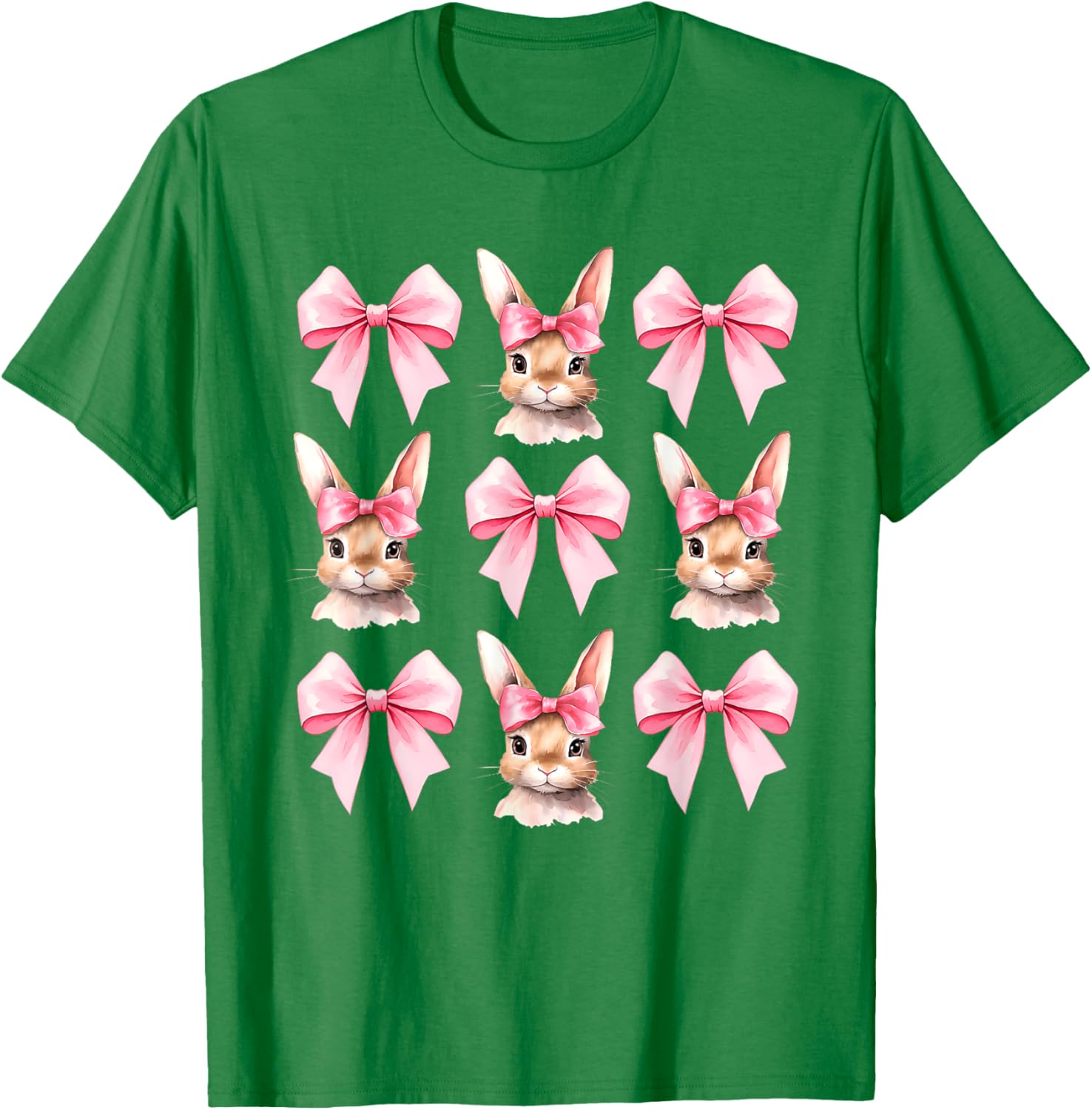 Cute Easter Bunny Face Coquette Bow Easter Day Girls Women T-Shirt