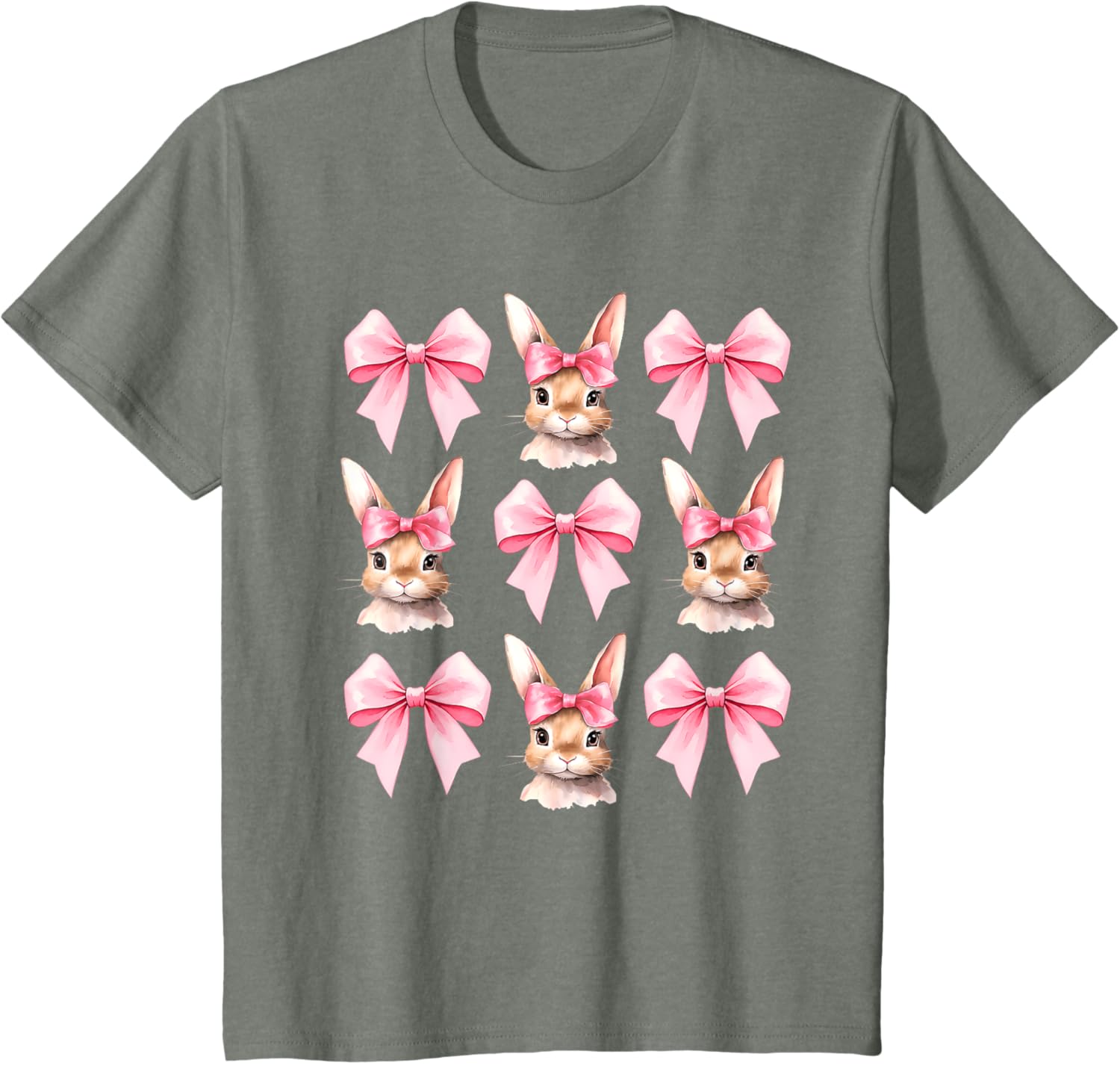 Cute Easter Bunny Face Coquette Bow Easter Day Girls Women T-Shirt