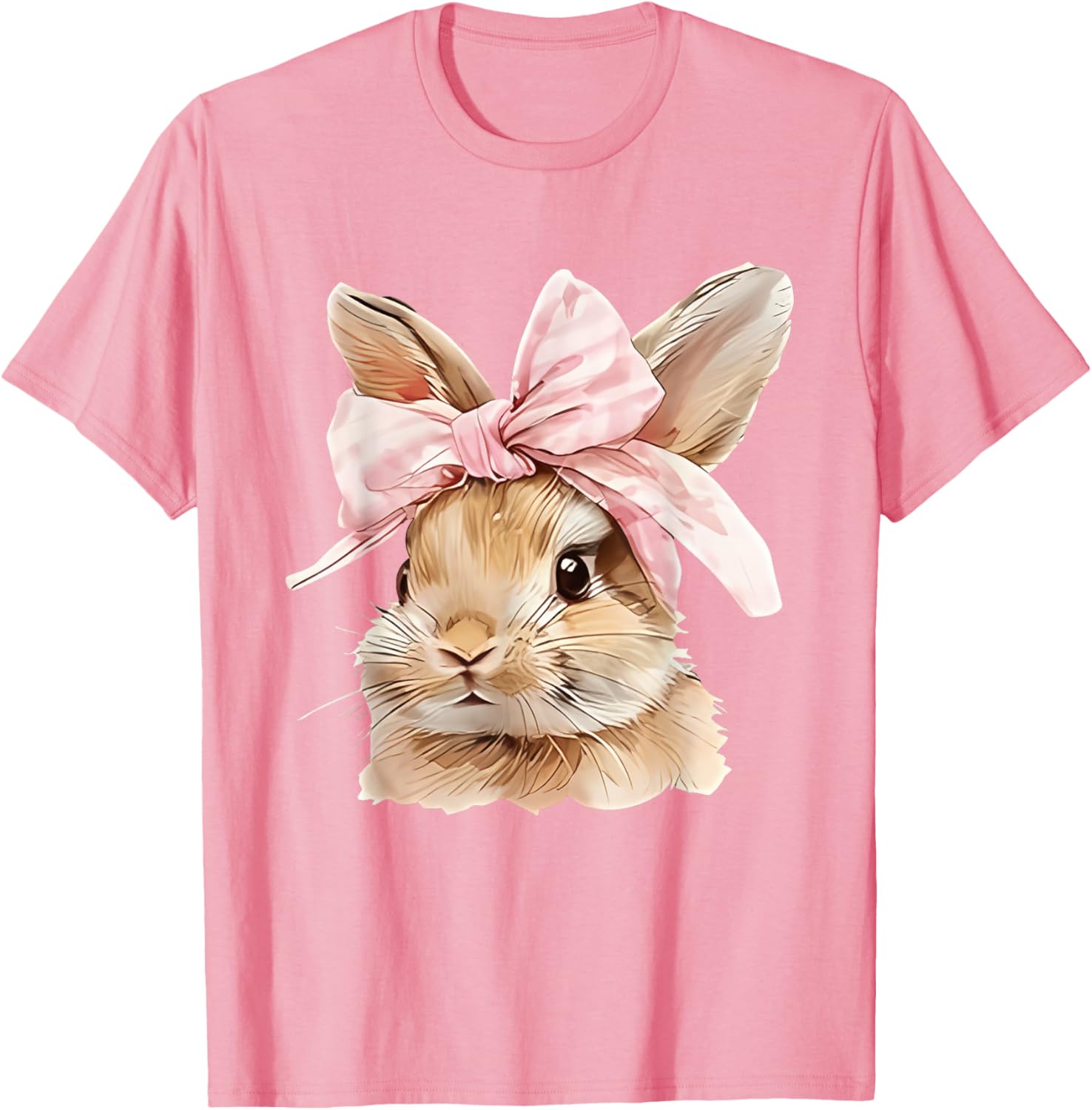 Cute Easter Bunny Face Coquette Bow Easter Day Girls Women T-Shirt