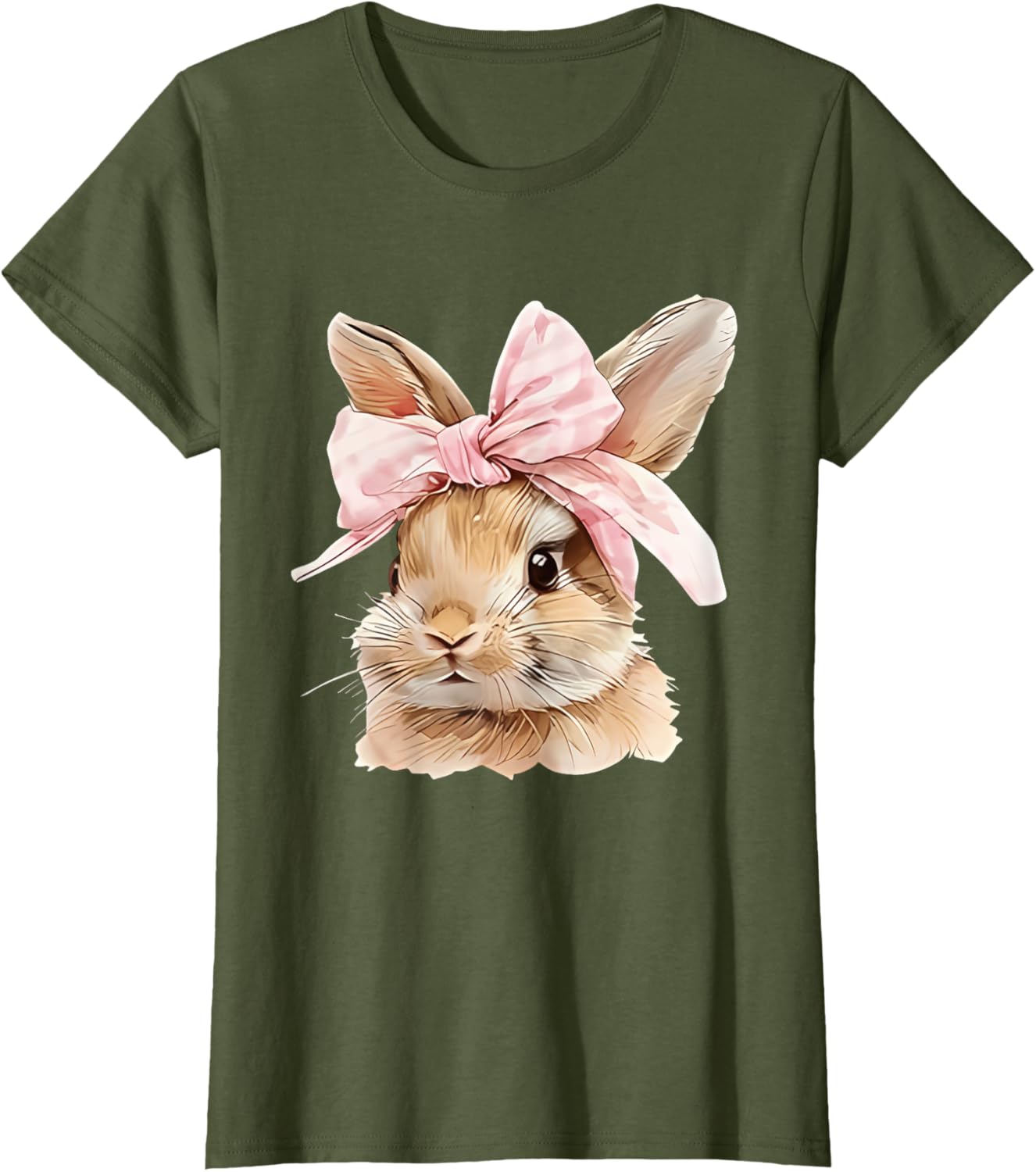 Cute Easter Bunny Face Coquette Bow Easter Day Girls Women T-Shirt