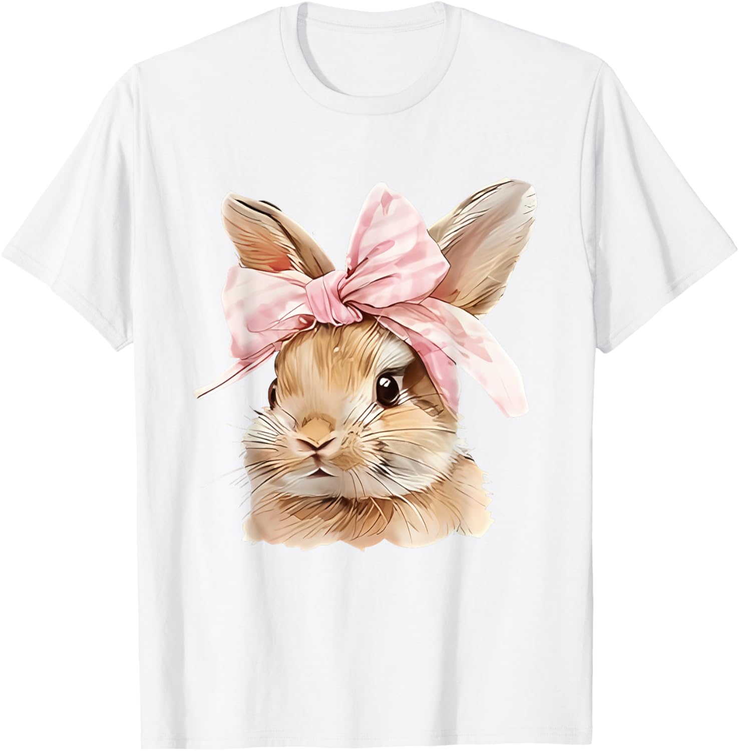 Cute Easter Bunny Face Coquette Bow Easter Day Girls Women T-Shirt