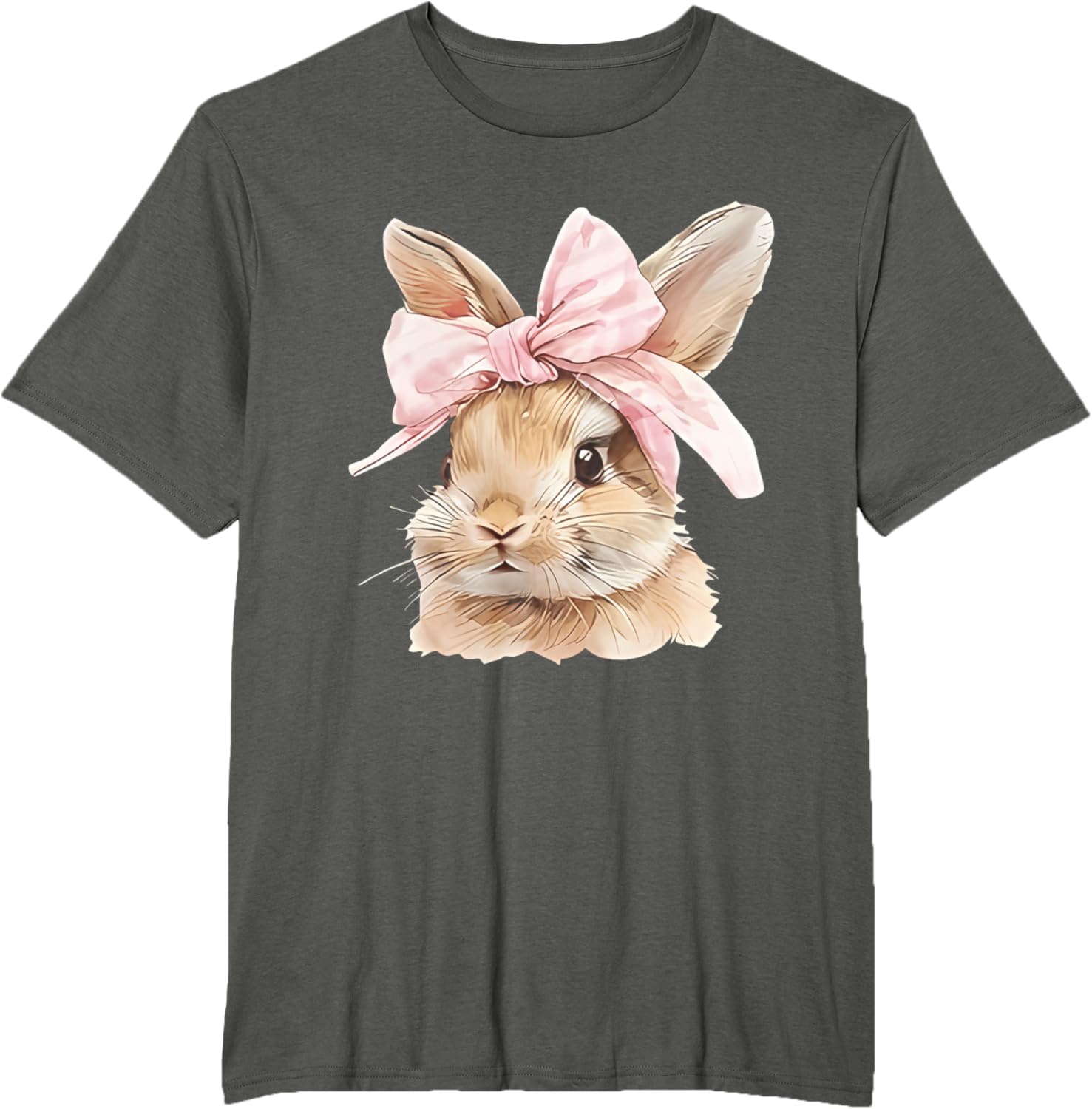 Cute Easter Bunny Face Coquette Bow Easter Day Girls Women T-Shirt