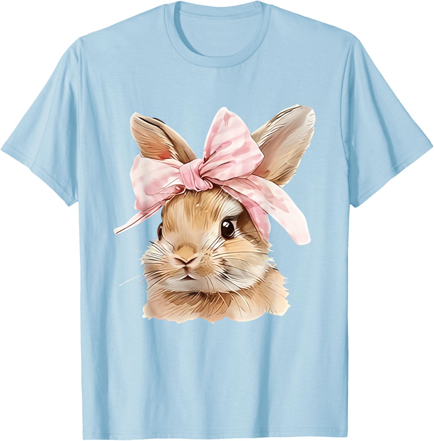 Cute Easter Bunny Face Coquette Bow Easter Day Girls Women T-Shirt