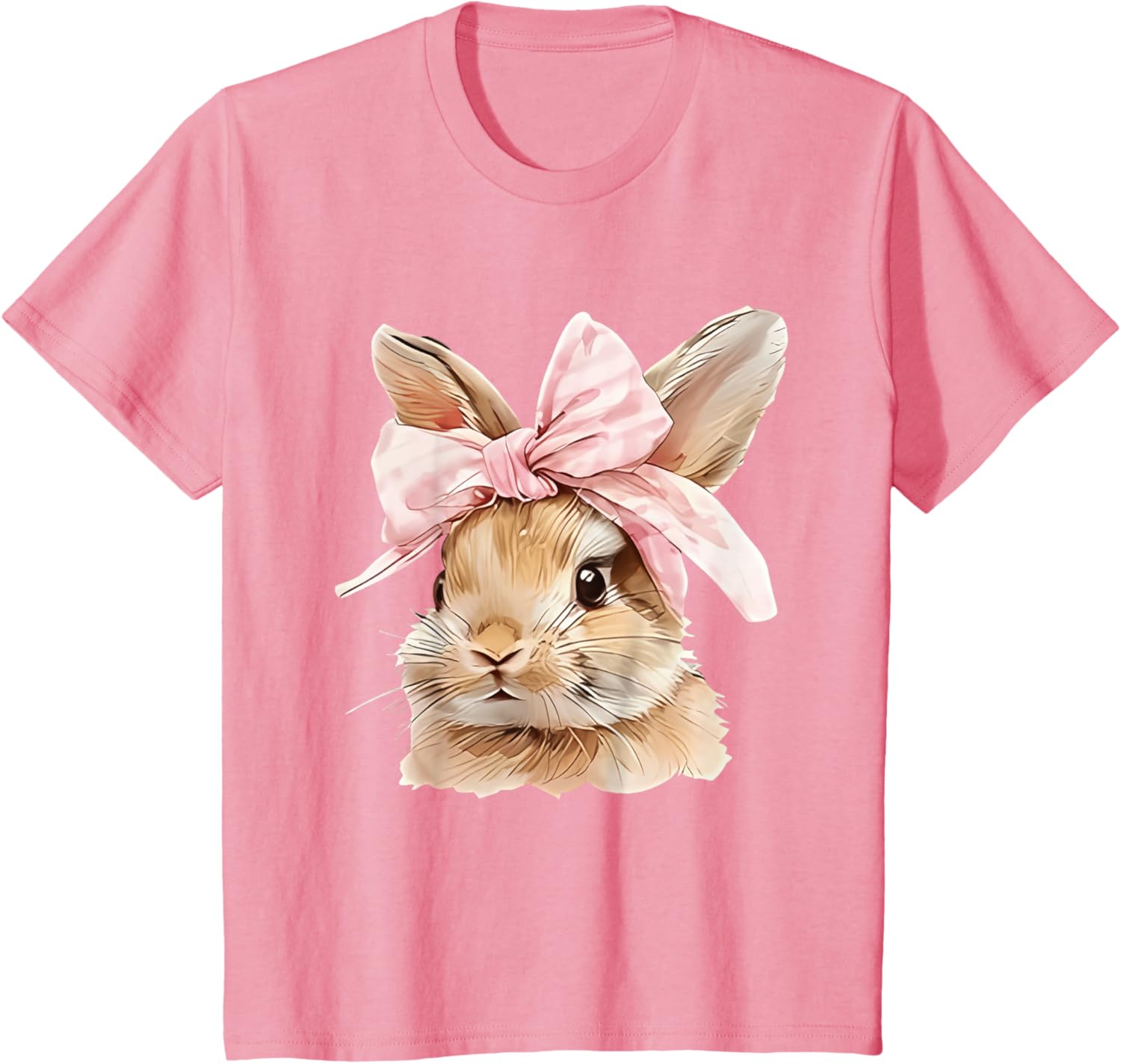 Cute Easter Bunny Face Coquette Bow Easter Day Girls Women T-Shirt